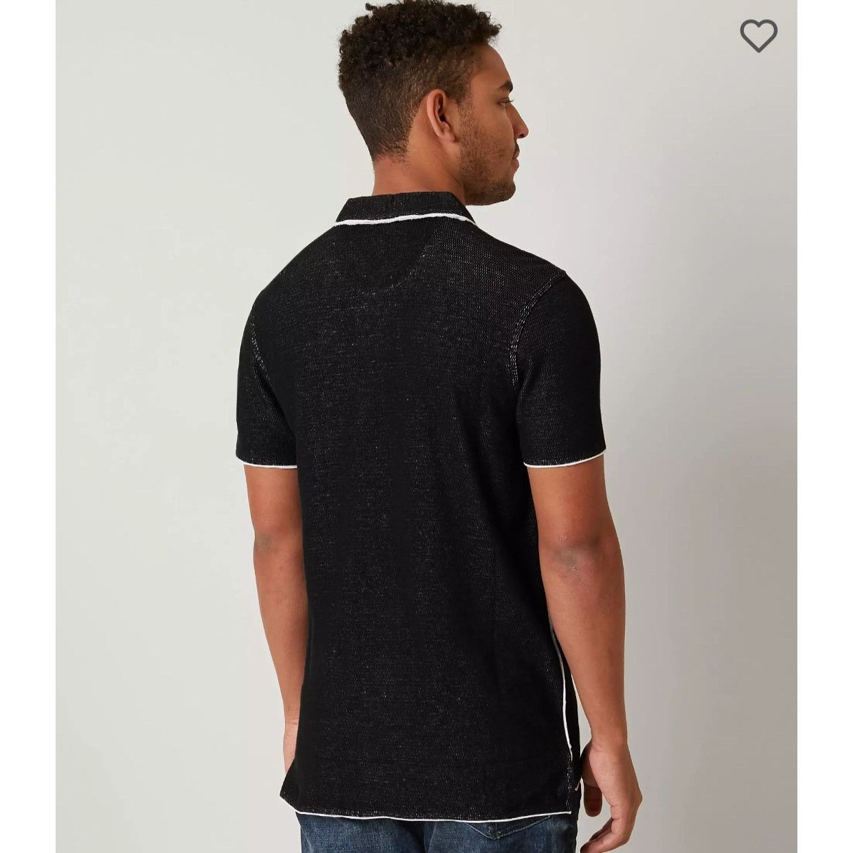 BKE Men's BKE Jersey Black White Raw Edge Polo Shirt Size Large Size US L / EU 52-54 / 3 - 2 Thumbnail