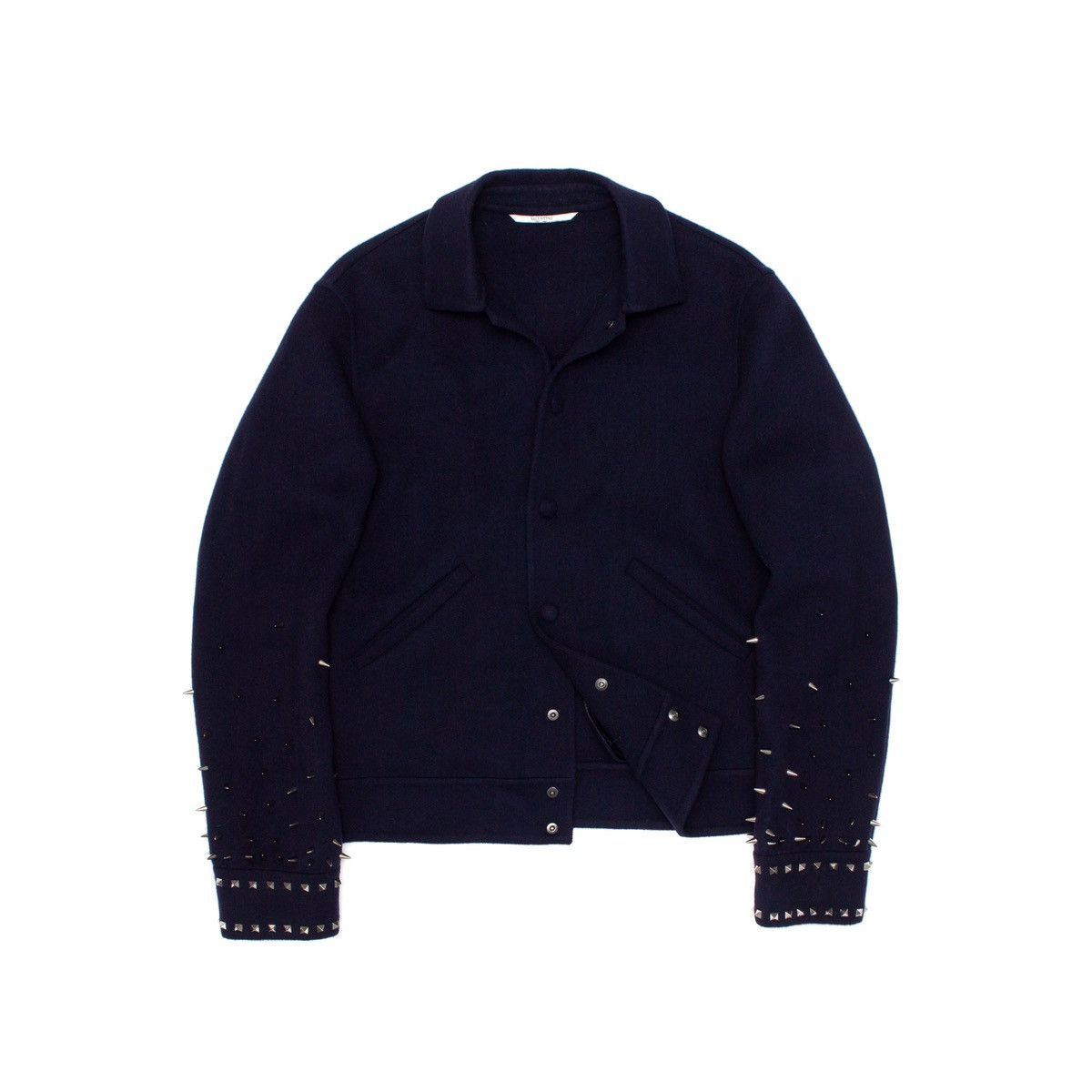Valentino 2.5k$ VALENTINO Wool Spikes Studded Bomber Jacket Navy Size US S / EU 44-46 / 1 - 1 Thumbnail