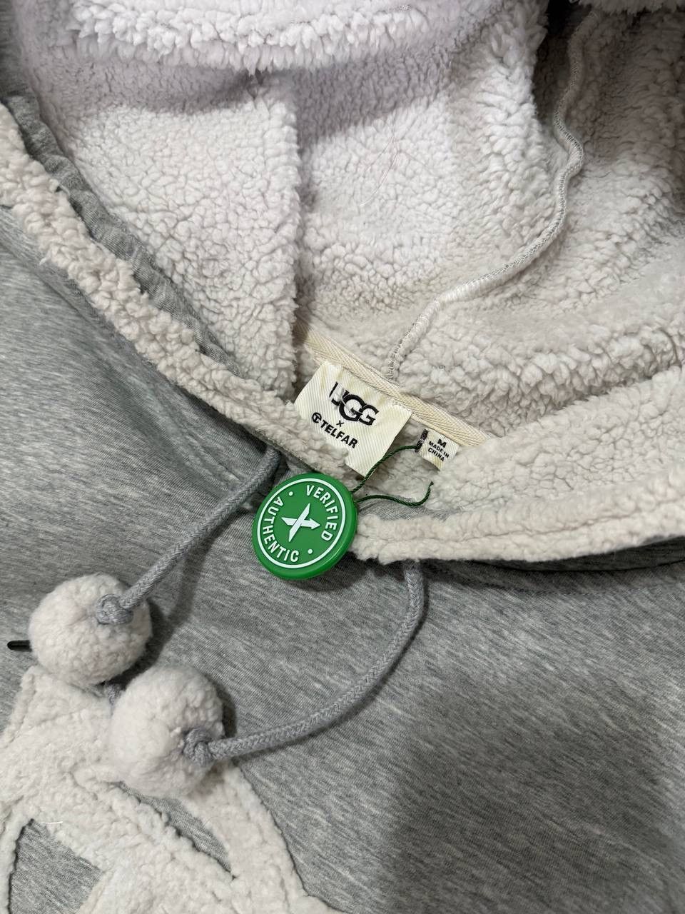 Telfar × Ugg UGG x TELFAR Shearling Hoodie - Grey size M logo Pom poms Size US M / EU 48-50 / 2 - 4 Thumbnail