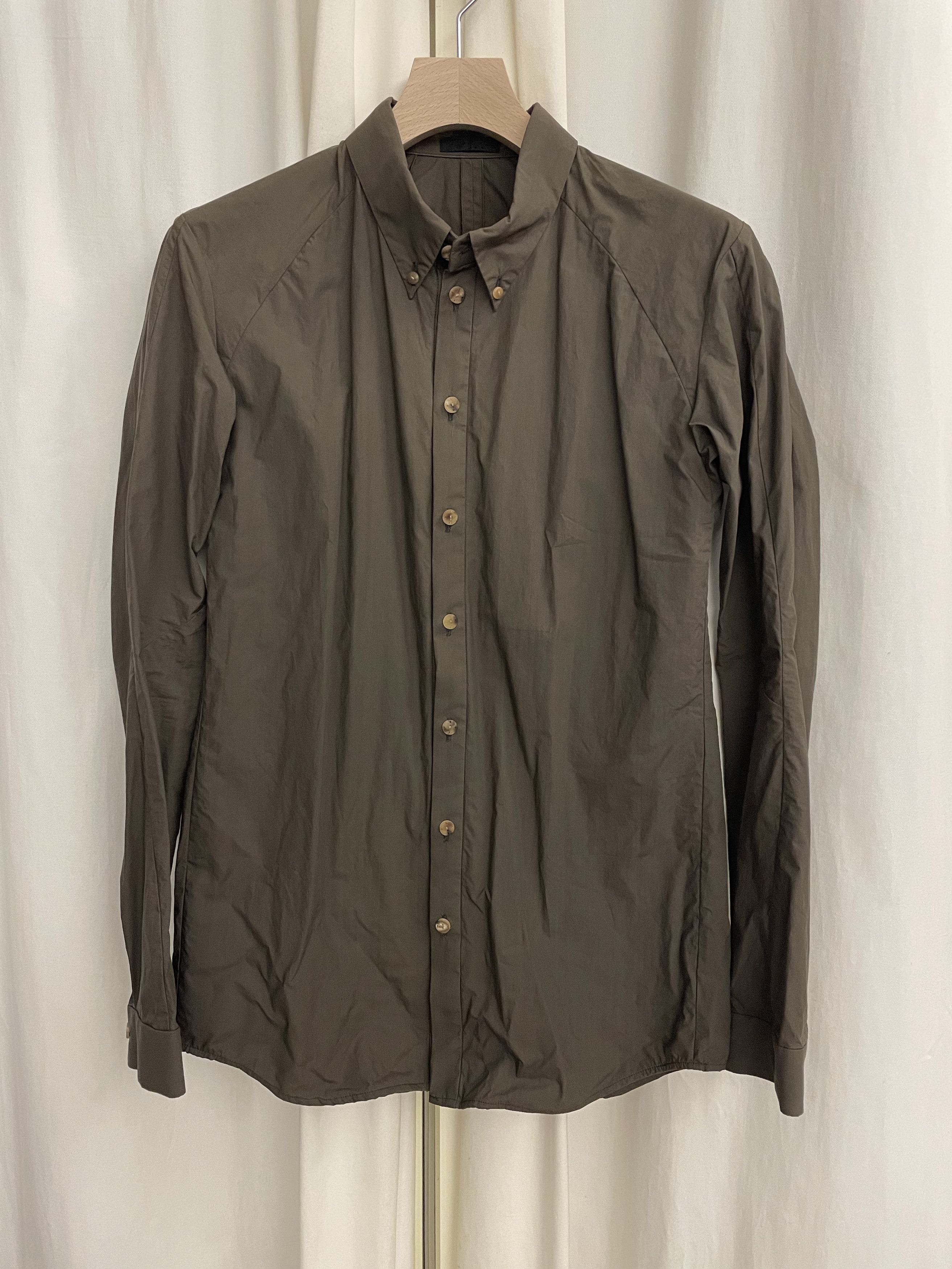 image of Devoa Olive Cotton Shirt, Men's (Size Small)