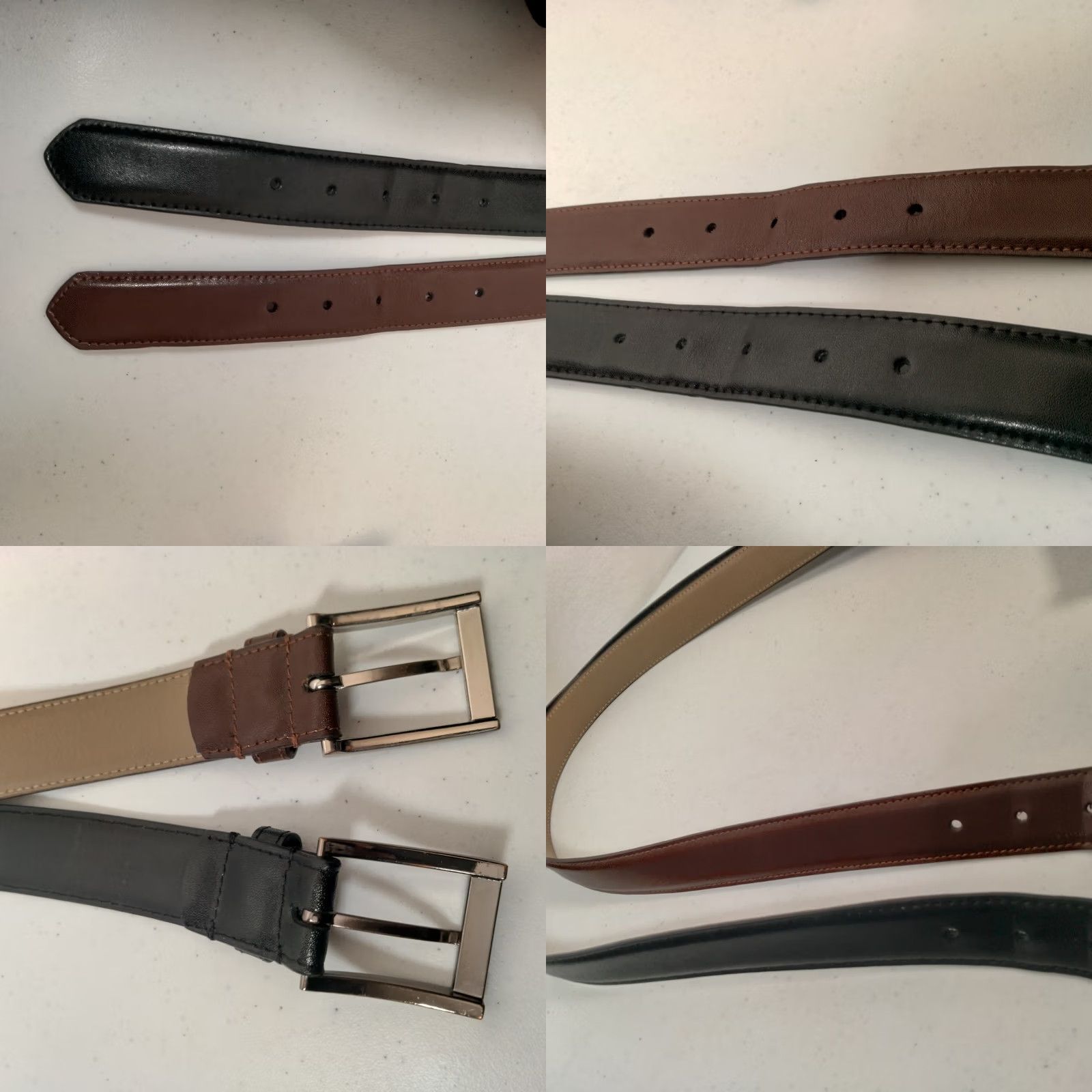 Vintage Mens Belt Pair Size 38 Coated Italian Leather Brown And Black Adjustable 1.25 Size US XXS / EU 40 - 8 Thumbnail