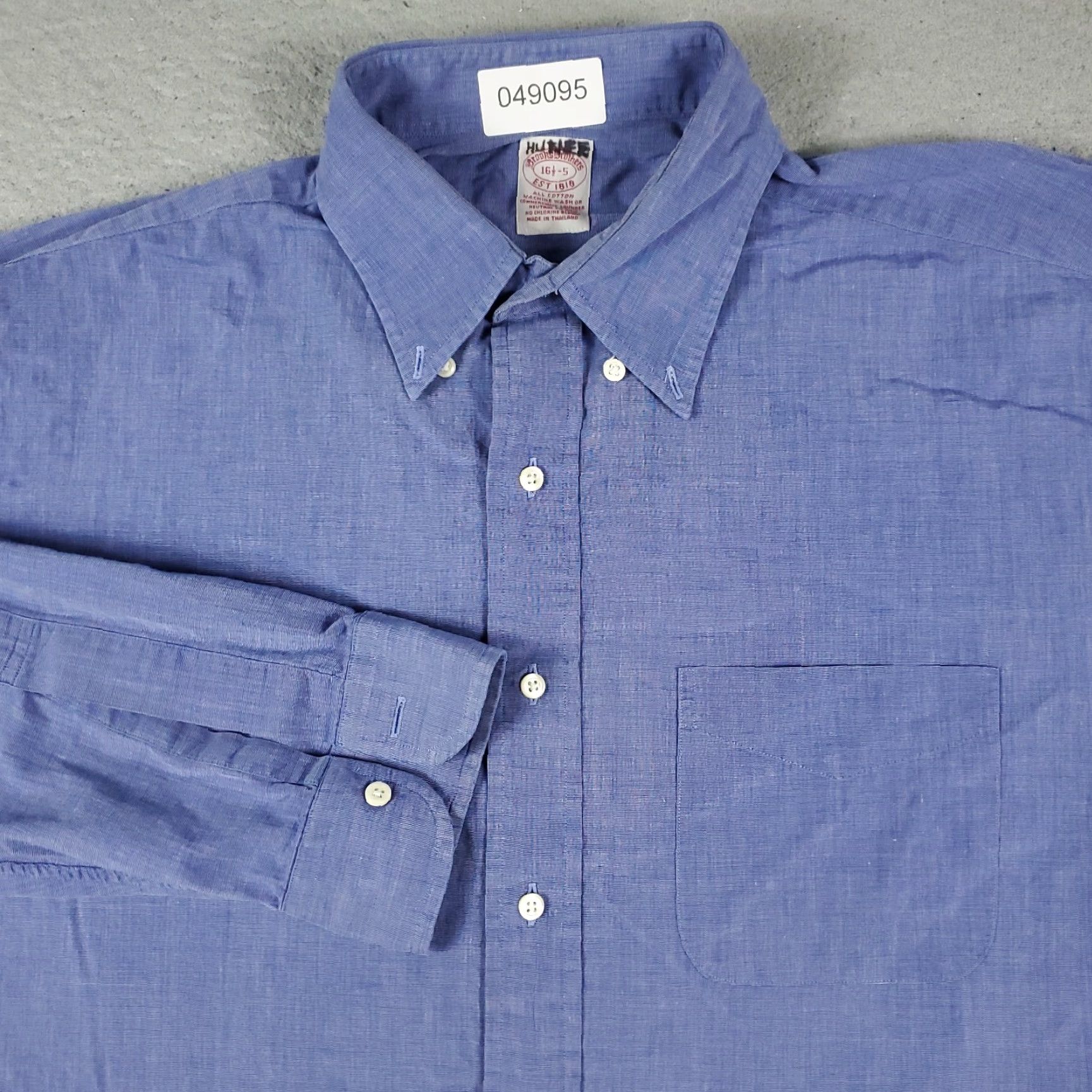 Brooks Brothers Brooks Brothers Shirt Mens Size 16.5 Blue Dress Button Long Sleeve Regular Cuff Barrel Collared Neck Size 42R - 2 Thumbnail