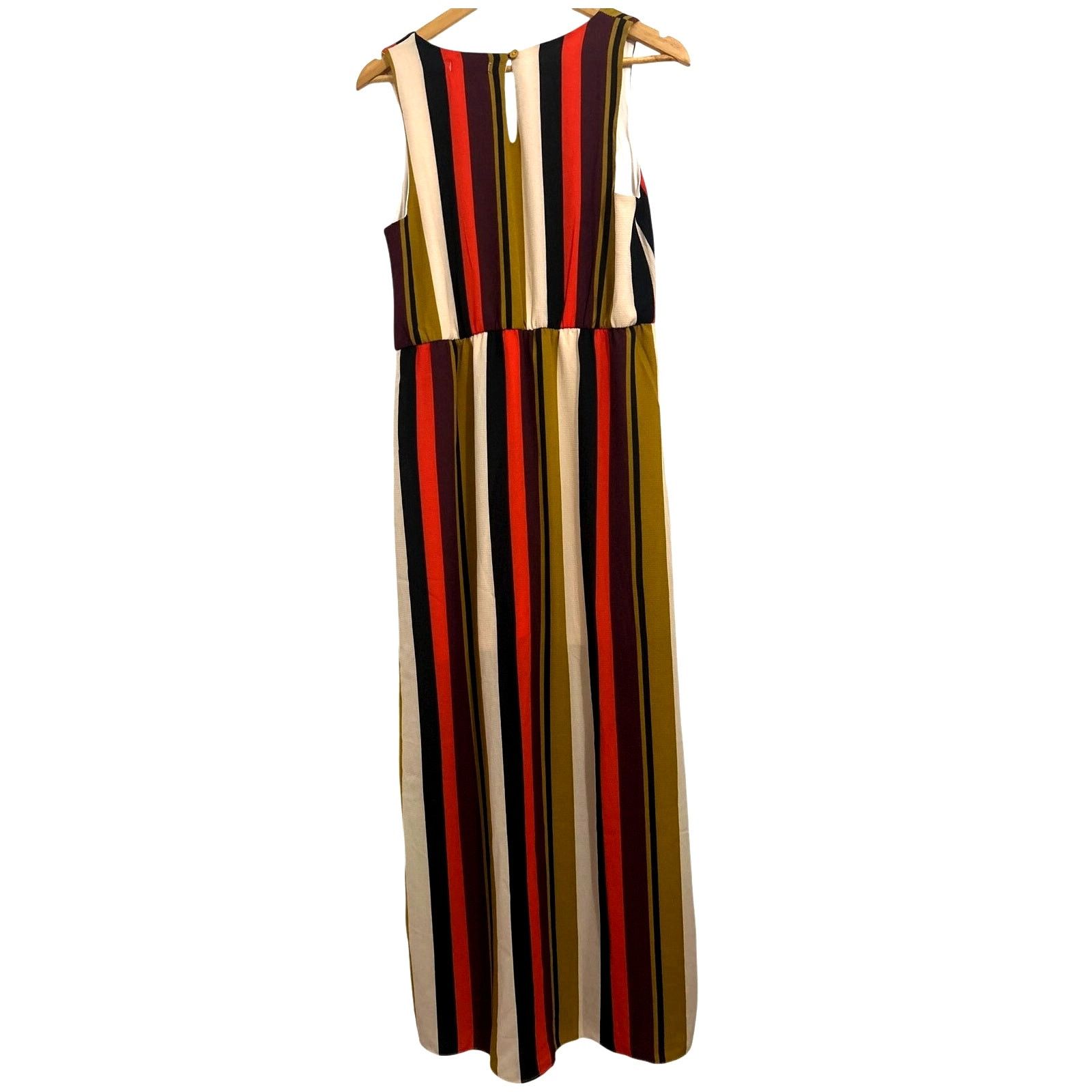 Vintage Moa Moa 70's Vibe Lined Striped Sleeveless Maxi Dress Size M / US 6-8 / IT 42-44 - 6 Thumbnail