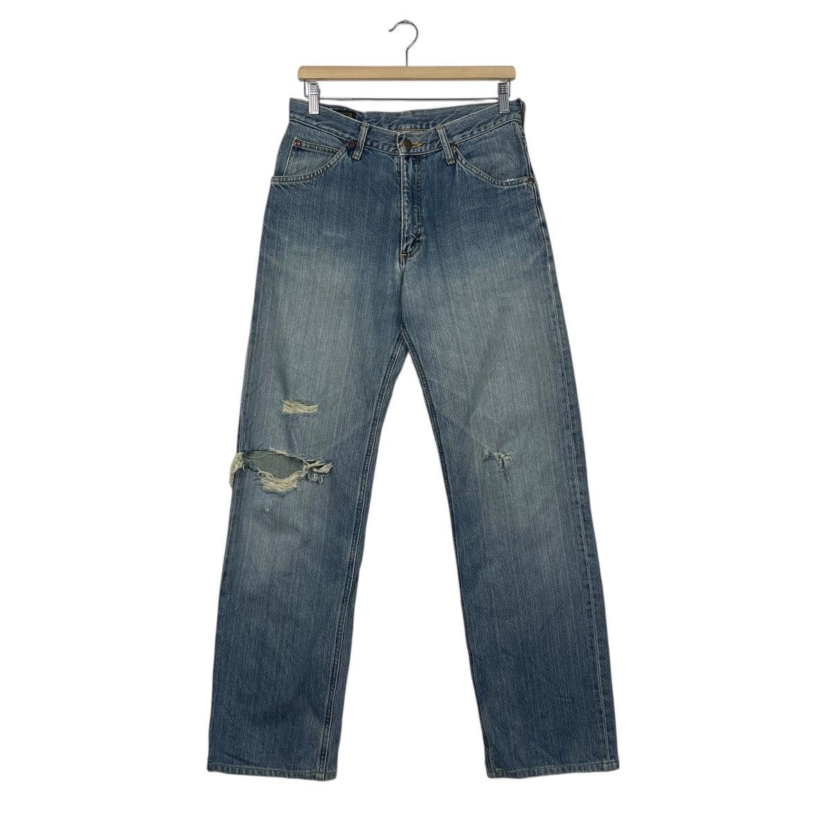 Japanese Brand Vintage 90s Lee Rider Zipper fly Ripped Denim W31 Size US 31 - 1 Thumbnail