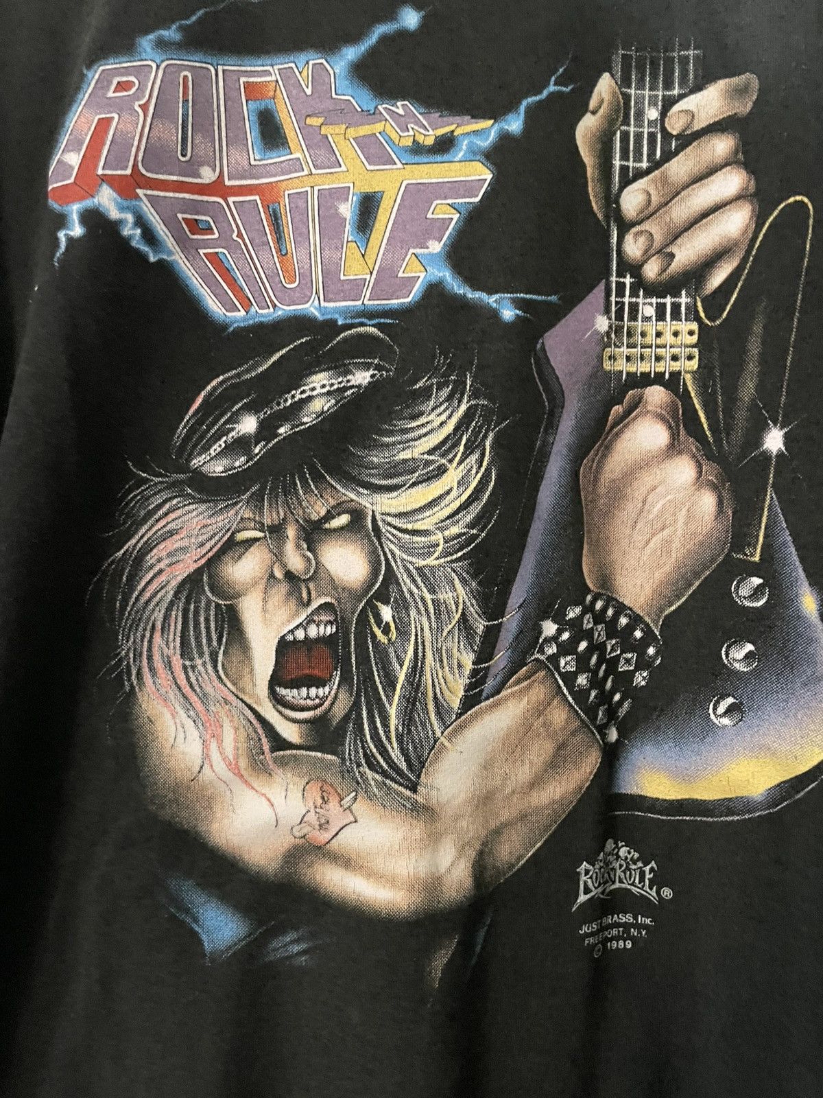 Harley Davidson Vintage 1989 3D Emblem Just Brass Inc. Rock N Rule Tee Size US L / EU 52-54 / 3 - 2 Thumbnail