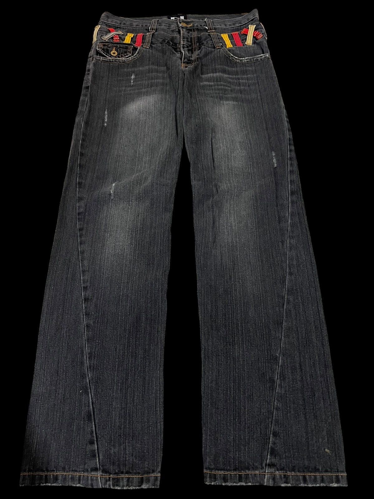 Japanese Brand 💥Double Waist💥90’s Nylaus Twist Leg distress Faded Jean Size US 33 - 1 Thumbnail