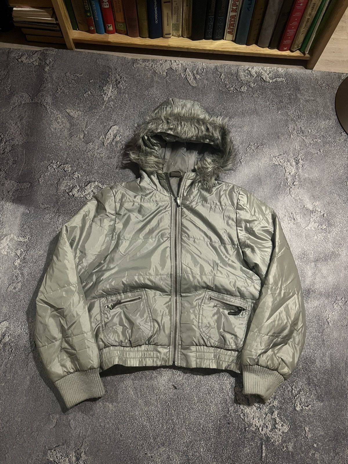 Japanese Brand Glamour Y2K Silver Bomber / Balenciaga Style / AvanGarde 90 Size US S / EU 44-46 / 1 - 1 Thumbnail
