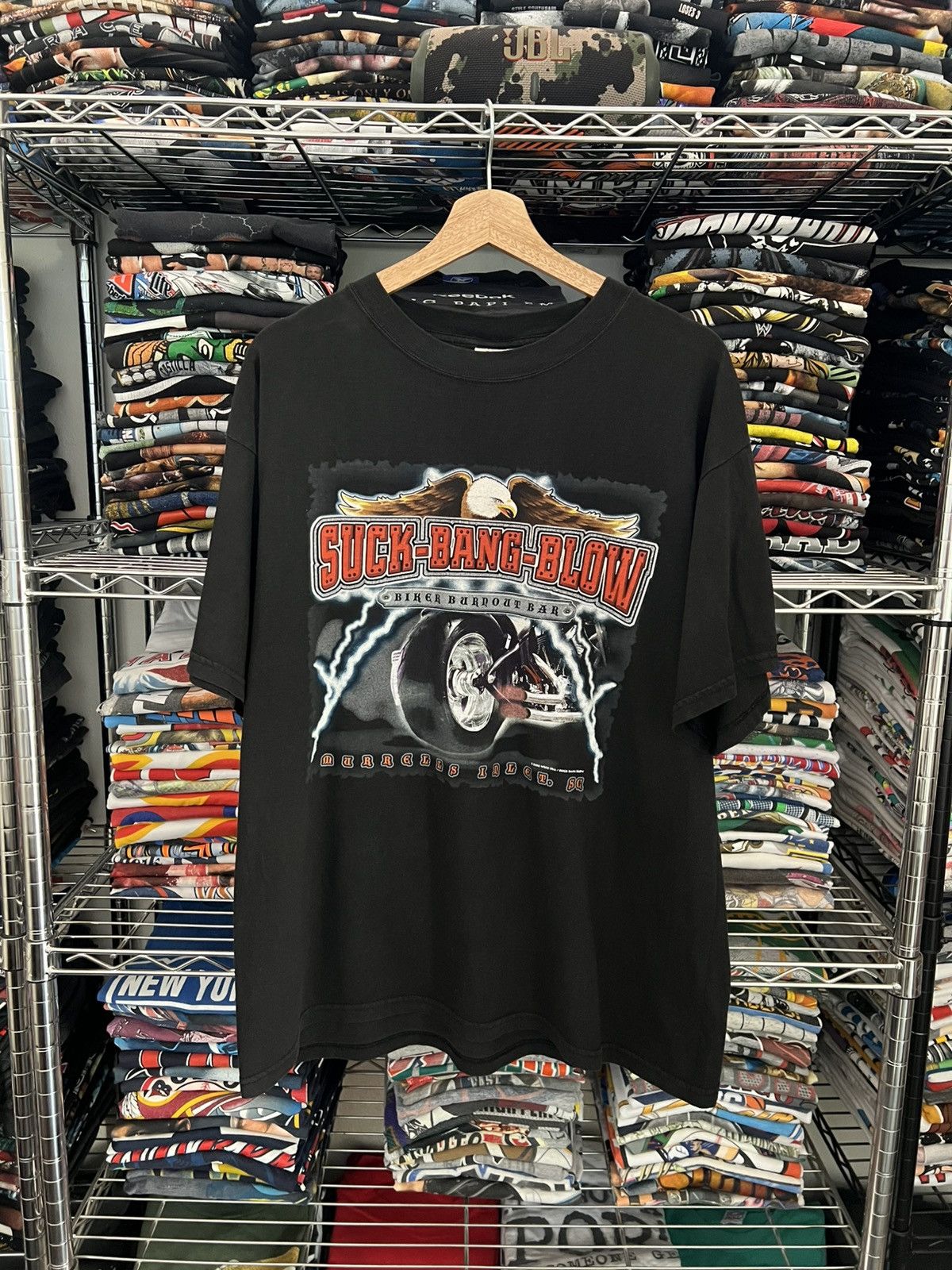 Harley Davidson 2001 Suck Bang Blow Bike Week Biker Burnout Bar Tee Lightnin Size US XL / EU 56 / 4 - 1 Thumbnail
