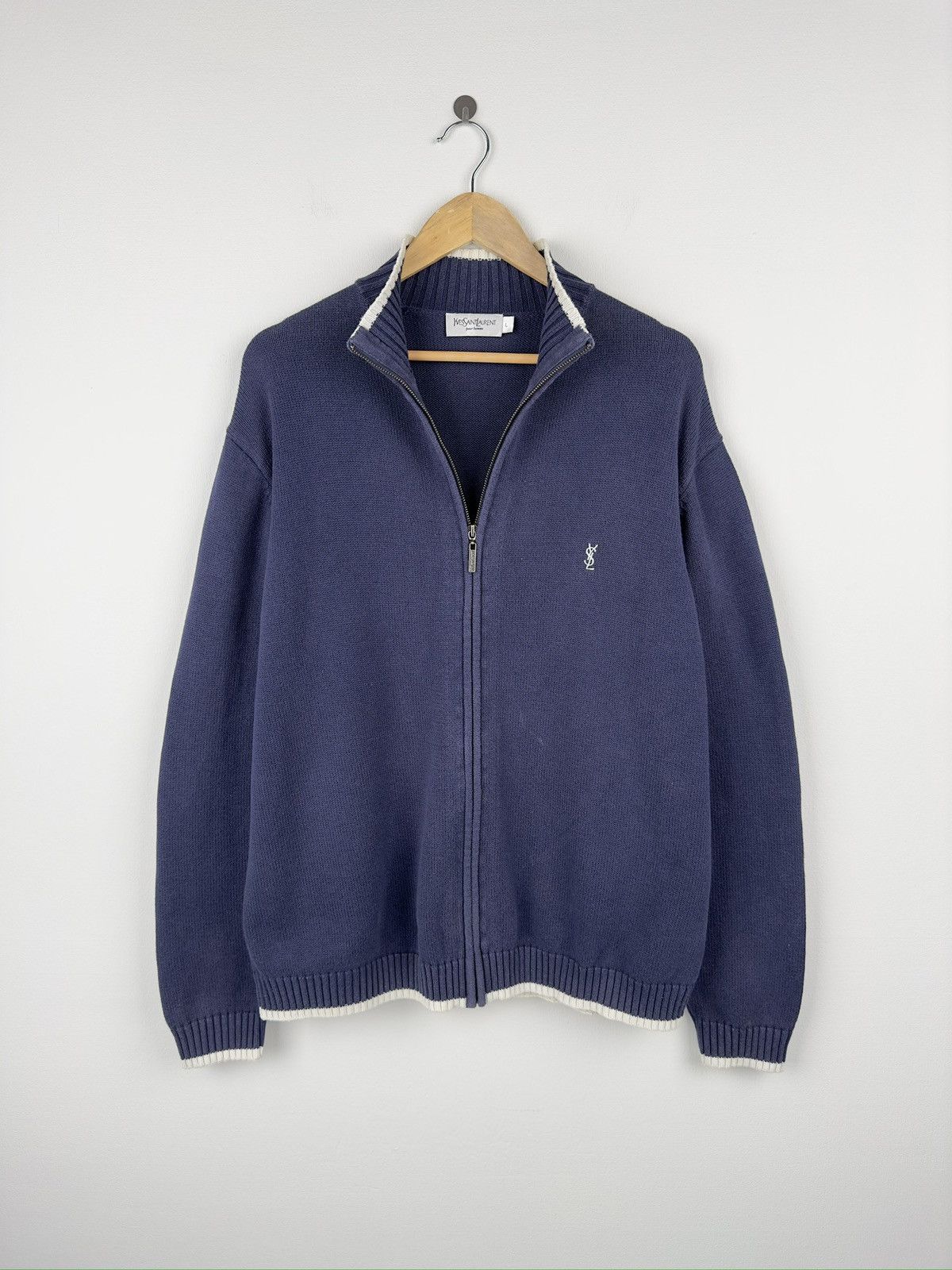 Vintage Ysl Pour Homme Yves Saint Laurent Vintage YSL Yves Saint Lauren Zip Knit Heavy Sweater Grailed
