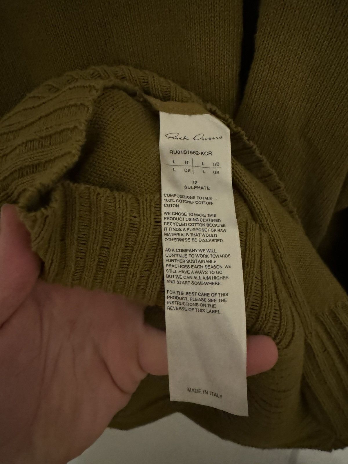 Rick Owens Rick Owens Tommy Sweater Sulphate Size US L / EU 52-54 / 3 - 5 Thumbnail