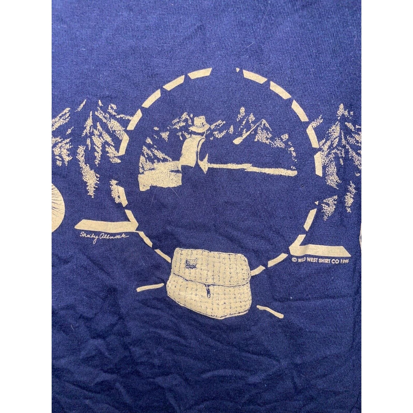 Jerzees Vintage Fishing Shirt Wild West Shirt Co Blue Tee VTG 90s M Size US M / EU 48-50 / 2 - 3 Thumbnail