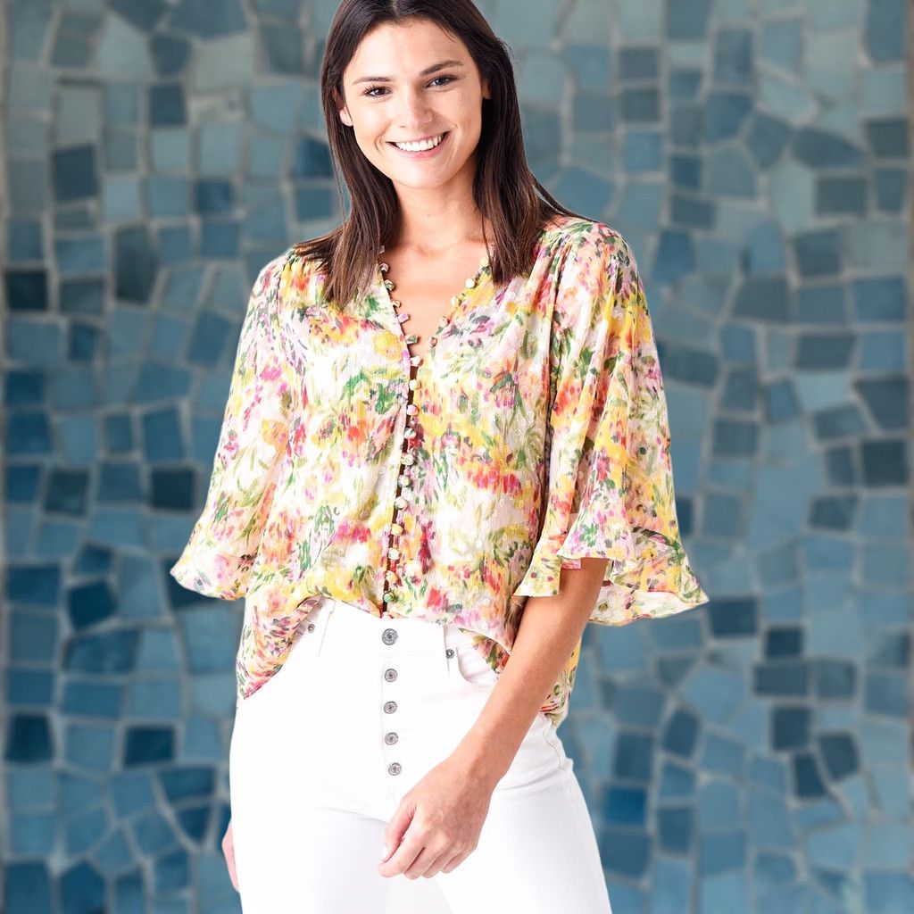 MISA Los Angeles Misa Los Angeles Top Womens S Para Bahara Floral Print Chiffon Women Size Size S / US 4 / IT 40 - 1 Thumbnail