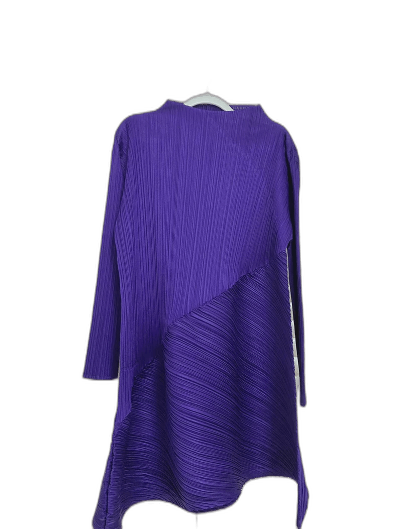 Issey Miyake Purple Pleated Long Sleeve Top - dmc