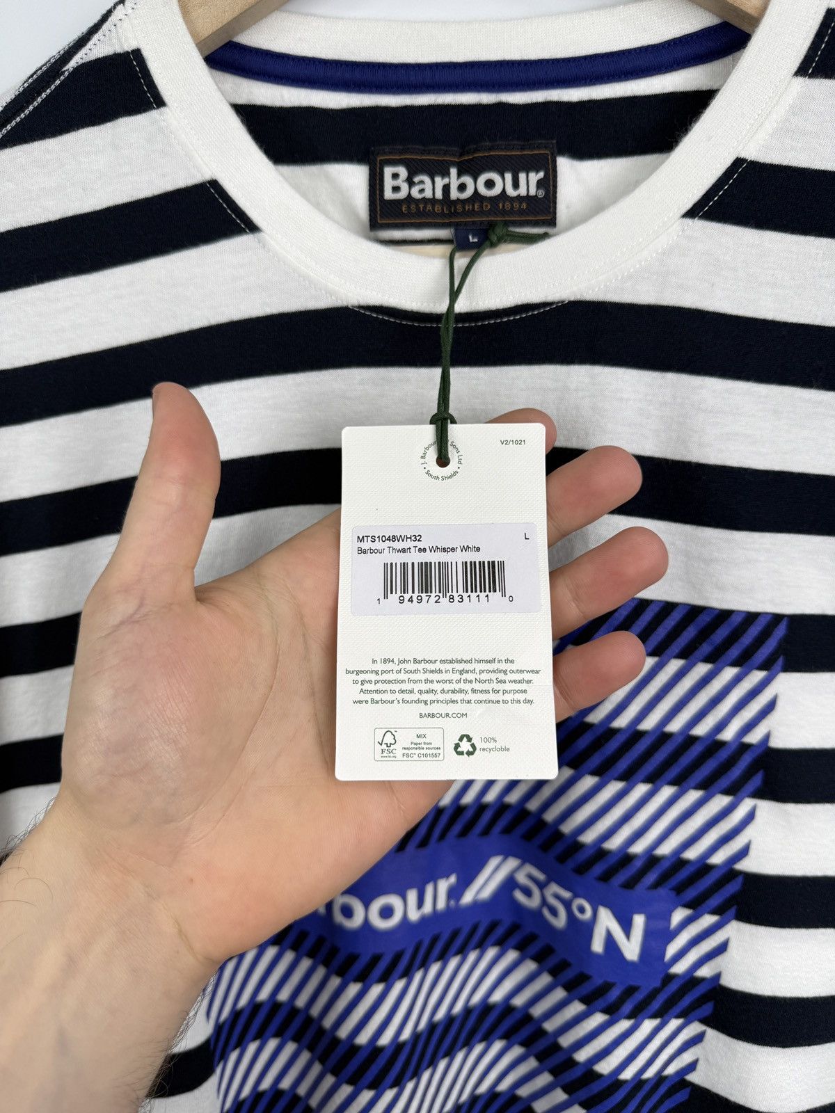 Barbour × Noah 🇬🇧 NEW❗️Barbour Thwart T-Shirt Rare Retro Hype Y2K Size US L / EU 52-54 / 3 - 7 Thumbnail