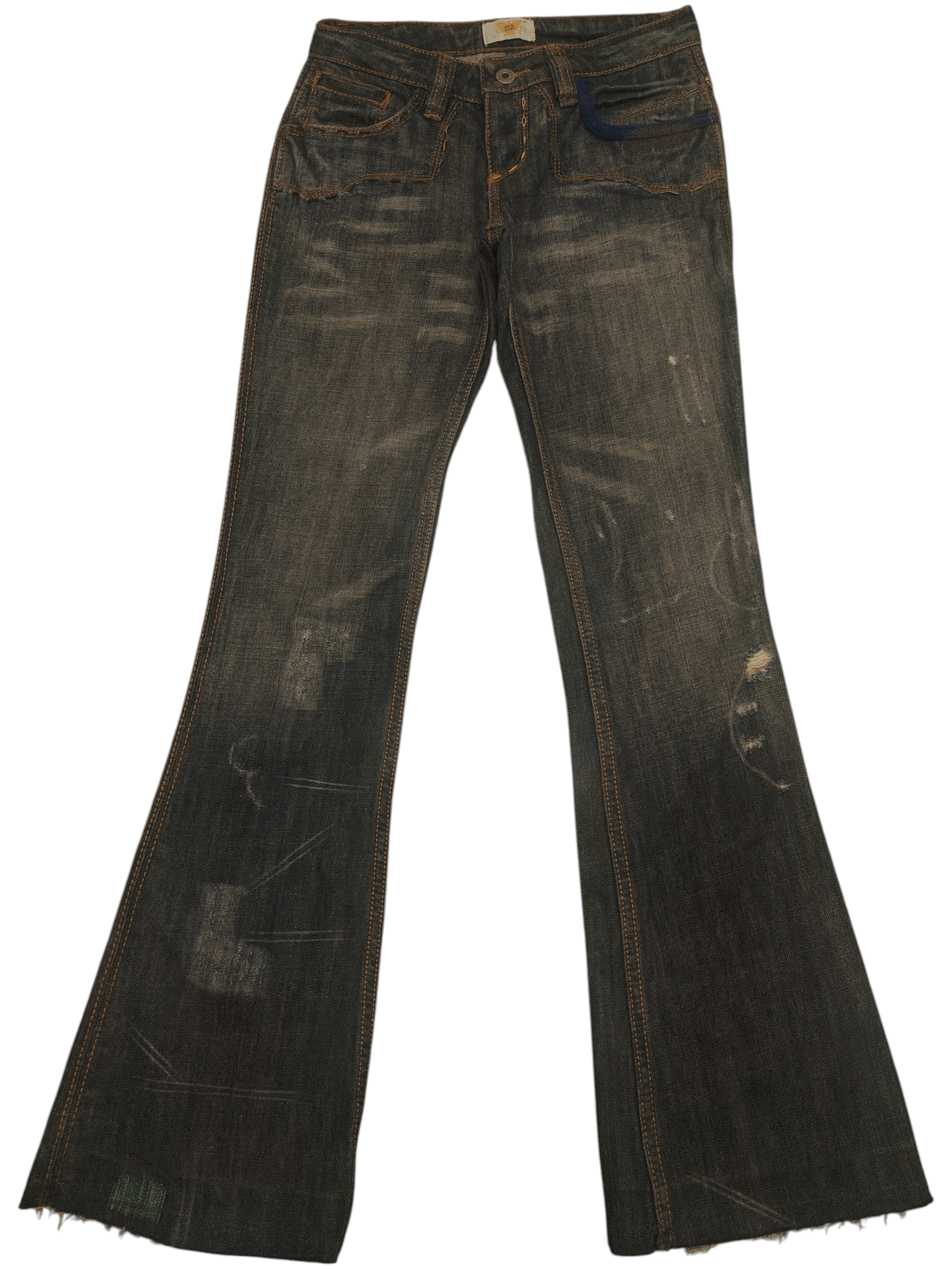 Antik Denim Antik Denim Flared Distress Jeans Embroidered Navajo Pockets Size 26" / US 2 / IT 38 - 2 Thumbnail