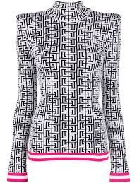 o1srvl11e1123 Turleneck Sweater in White Black