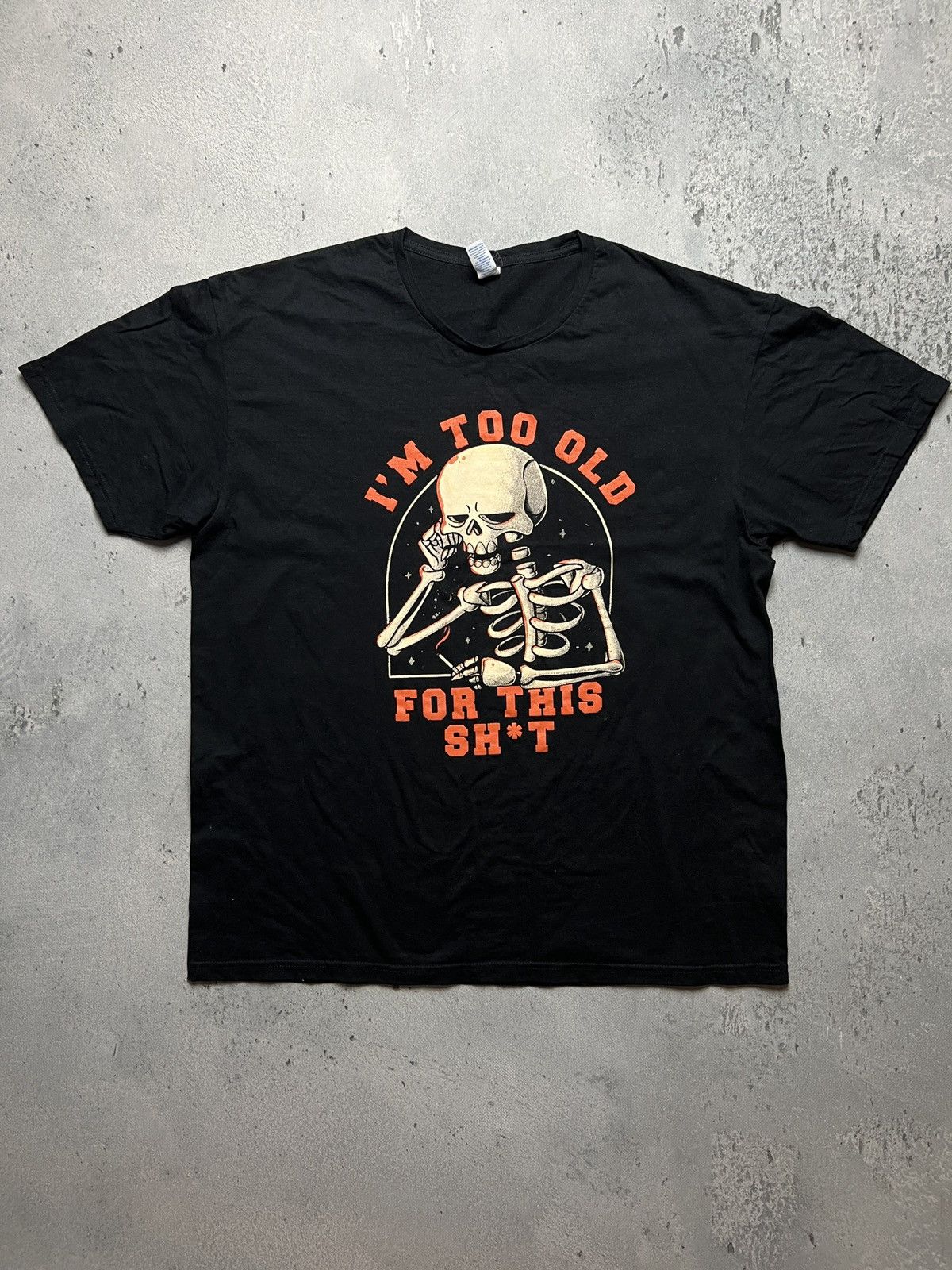 Japanese Brand Vintage 90s I’m Too Old For This Sh*t Tired Skull Tee y2k Size US XL / EU 56 / 4 - 1 Thumbnail