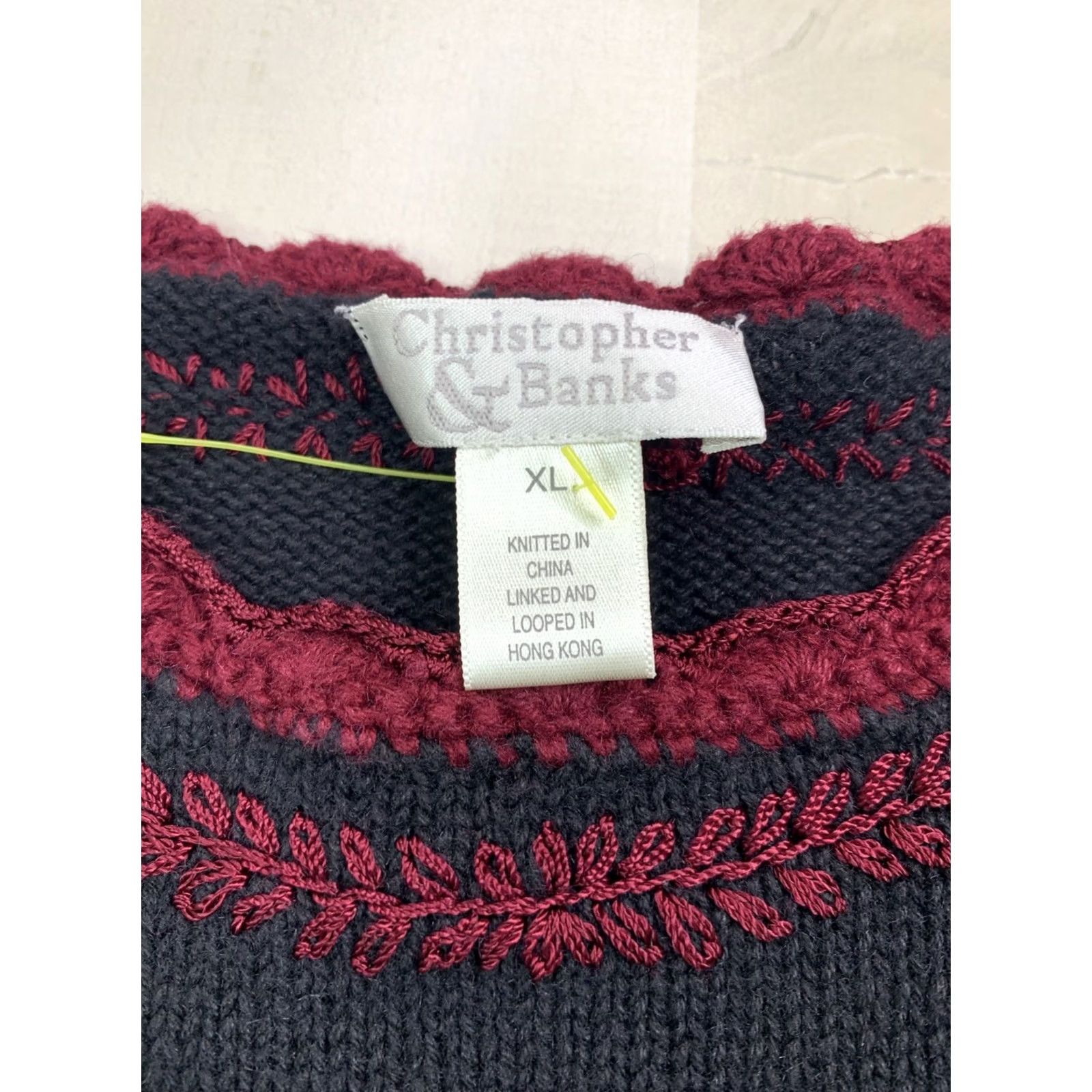 Vintage VINTAGE Christopher & Banks Embroidery Floral Knit Sweater XL Women Pullover 90s Black Long Sleeve Autumn Winter Spring Size XL / US 12-14 / IT 48-50 - 3 Thumbnail