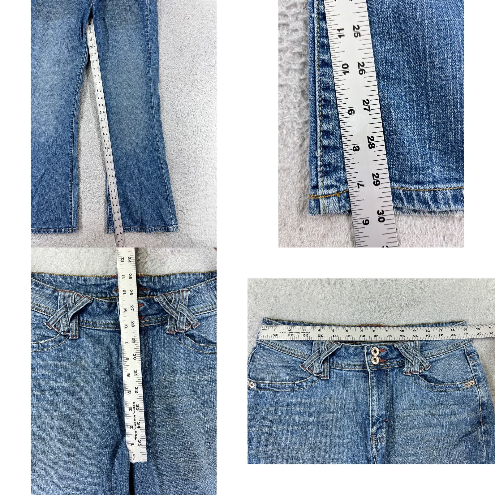 Jordache Kikit Jeans Womens 8 Blue Denim Flared Distressed 5-Pocket Cotton By Jordache Adults Regular Size 8 Womens Size 30" / US 8 / IT 44 - 8 Thumbnail