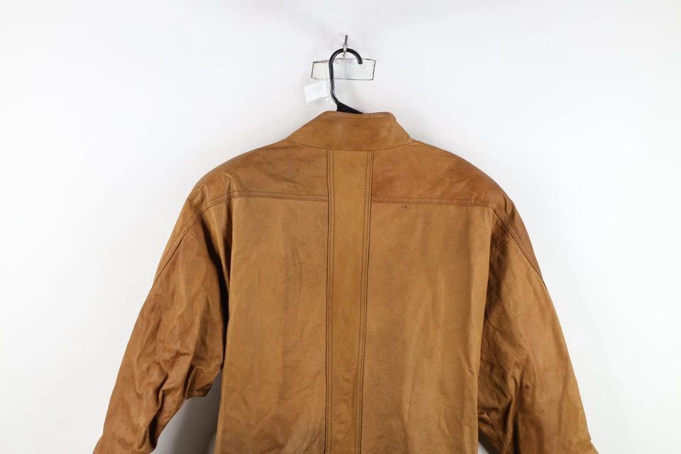 Express Vintage 90s Express Full Length Leather Jacket Coat Brown Size L / US 10 / IT 46 - 15 Thumbnail