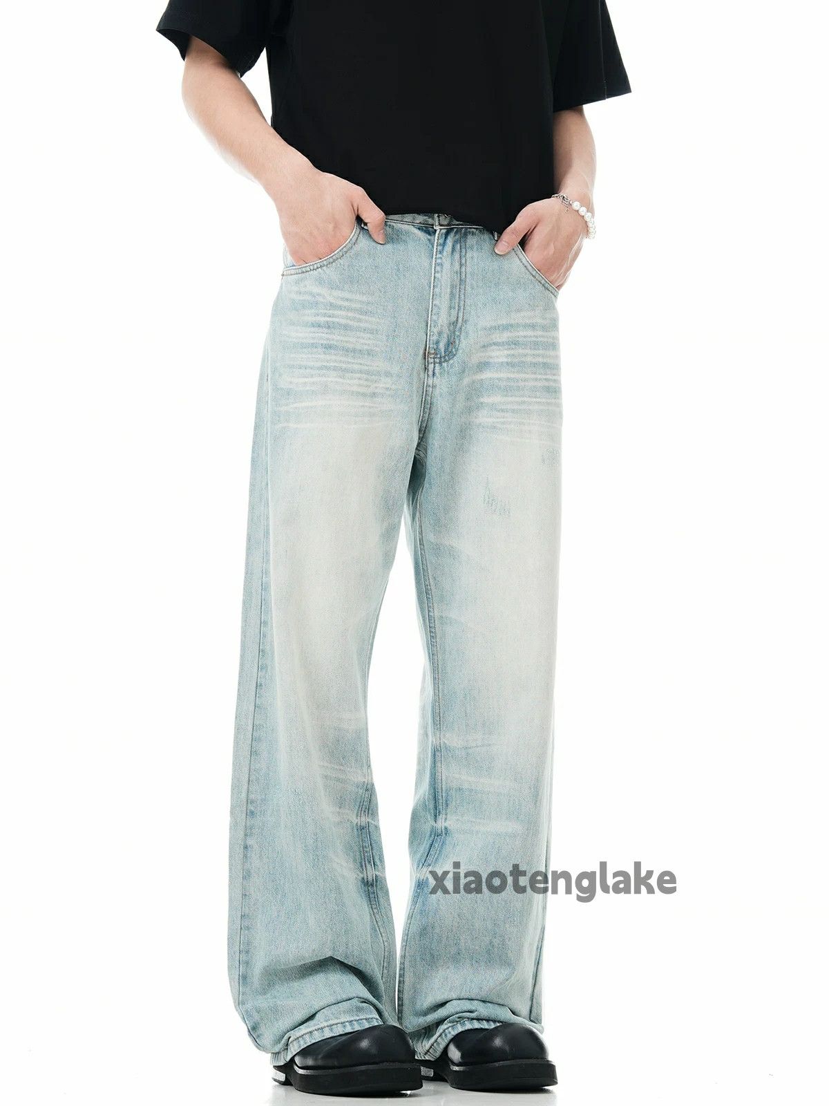 Jean unisex washed faded cleanfit yuppie y2k baggy jeans Size US 32 / EU 48 - 4 Thumbnail