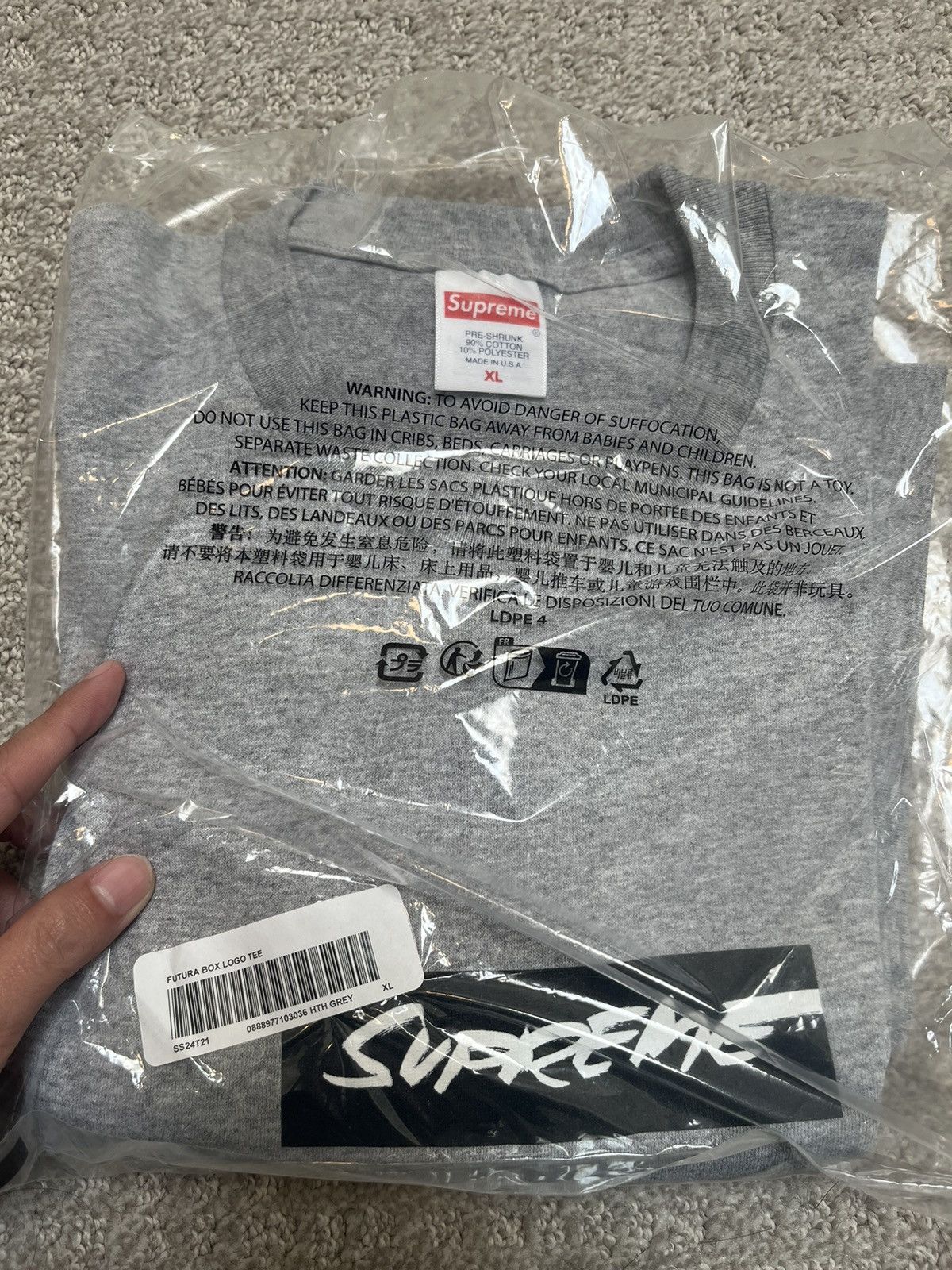 Supreme Supreme Futura Box Logo Tee Grey Gray XL ExtraLarge