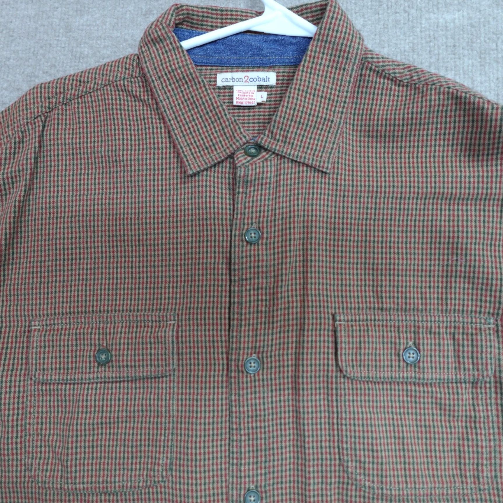 Carbon2Cobalt Carbon 2 Cobalt Shirt Plaid Cotton Flannel Long Sleeve Button-Up Brown Green Large Mens Size US L / EU 52-54 / 3 - 2 Thumbnail