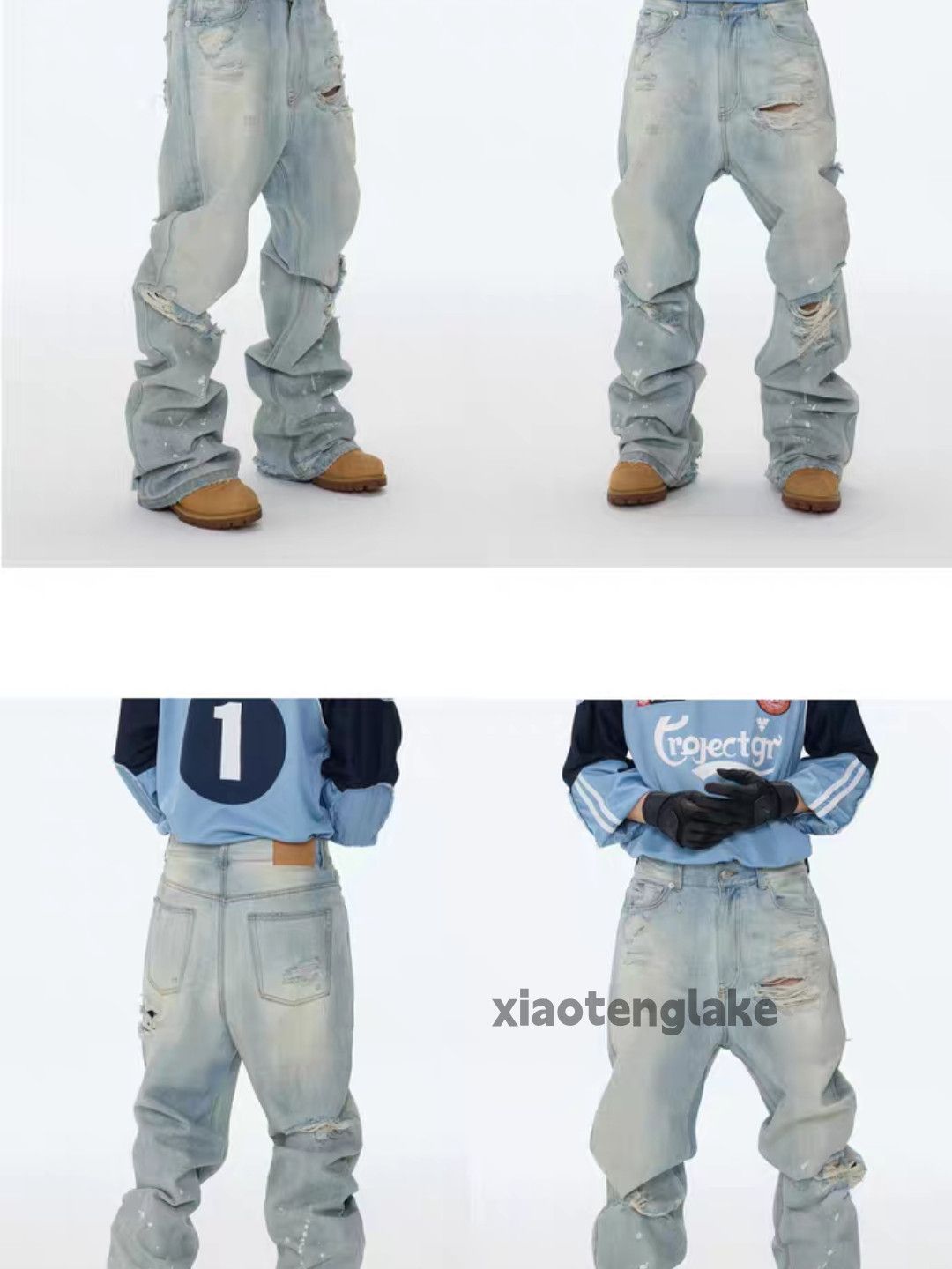 Jean Utility washed faded skate hiphop stain paint grunge Jeans Size US 34 / EU 50 - 5 Thumbnail