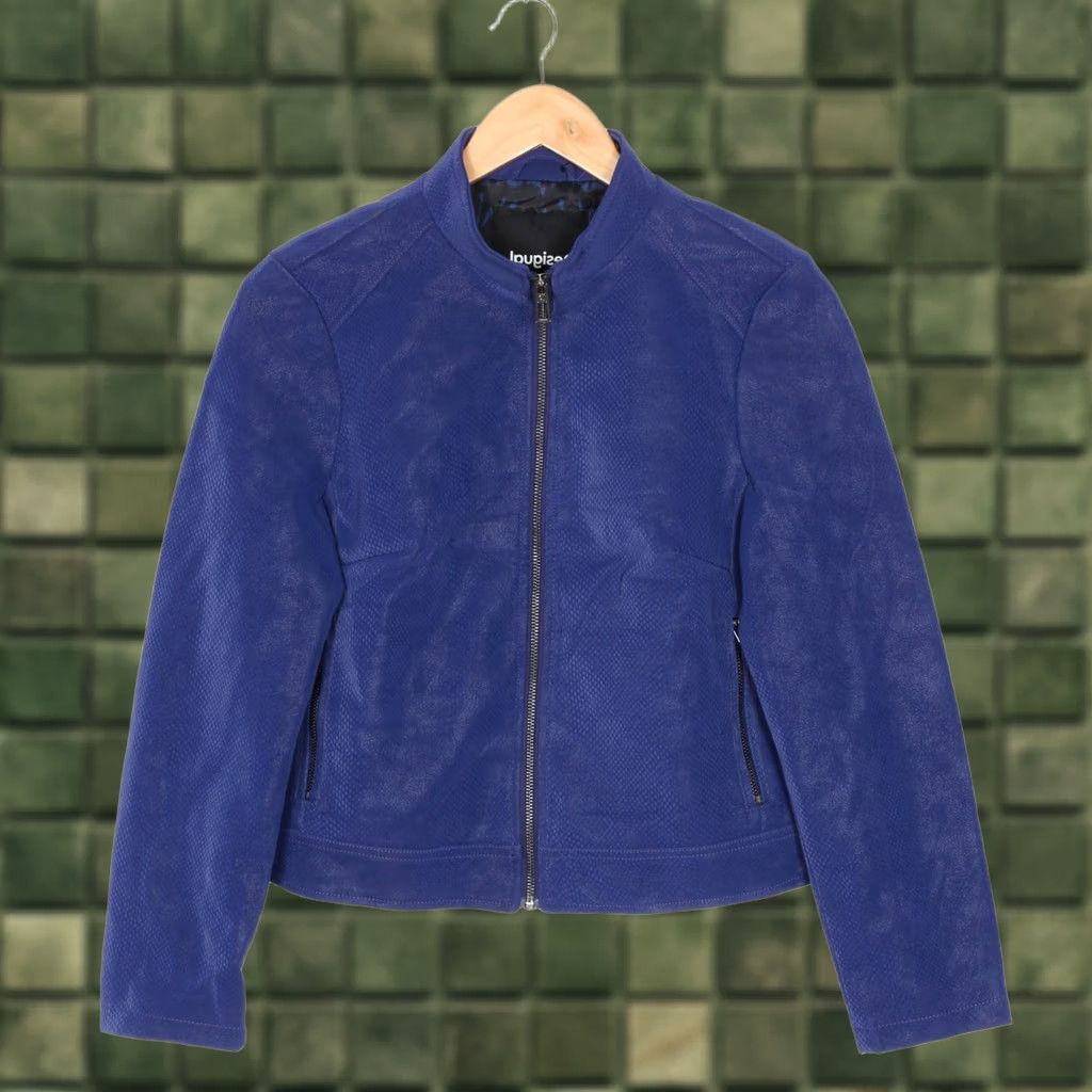 Desigual DESIGUAL Las Vegas Faux Leather Jacket Women M BLUE Logo Contemporary Jacket, Casual, Travel Womens, Regular Fit, Short Length Size M / US 6-8 / IT 42-44 - 1 Thumbnail