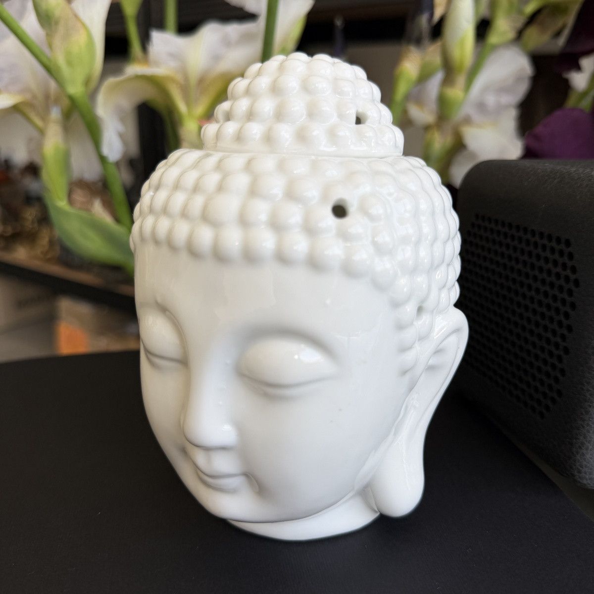 Vintage Vintage White Ceramic Buddha Head Oil Burner Aroma Lamp Wax Size ONE SIZE - 3 Thumbnail
