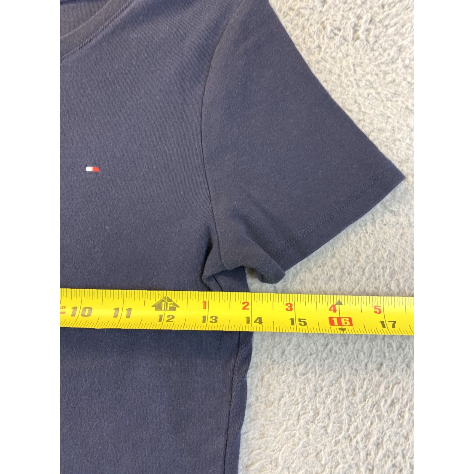 Tommy Hilfiger TOMMY HILFIGER T-Shirt Women Short Sleeve Jersey Cotton Navy Blue Size S Logo Spellout Graphic Flag 90s Mens? Size S / US 4 / IT 40 - 4 Thumbnail