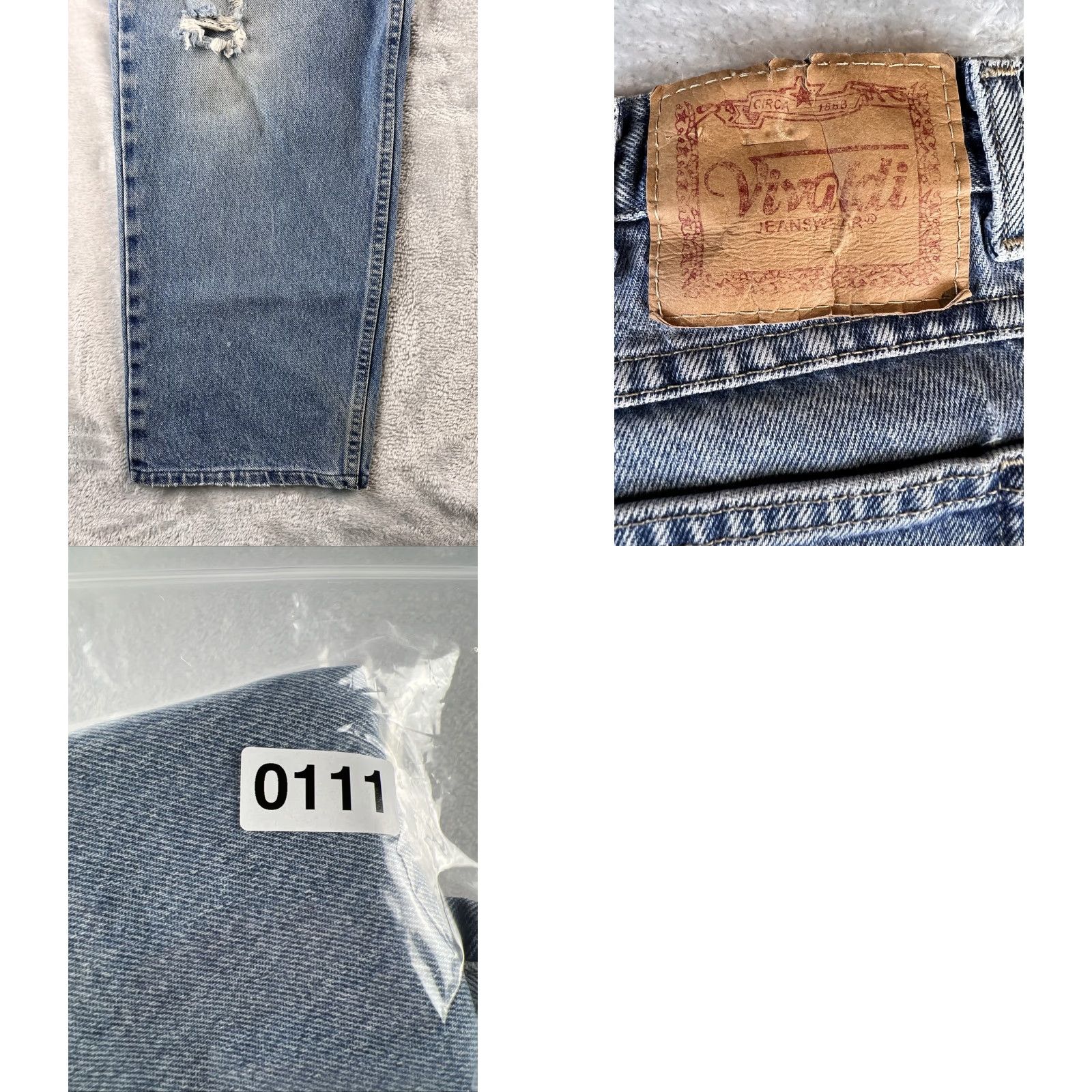 Denime VINTAGE Vivaldi Jeanswear Jeans Mens 34x27 Blue Distressed Medium Wash Denim 80s 90s Size US 34 / EU 50 - 8 Thumbnail