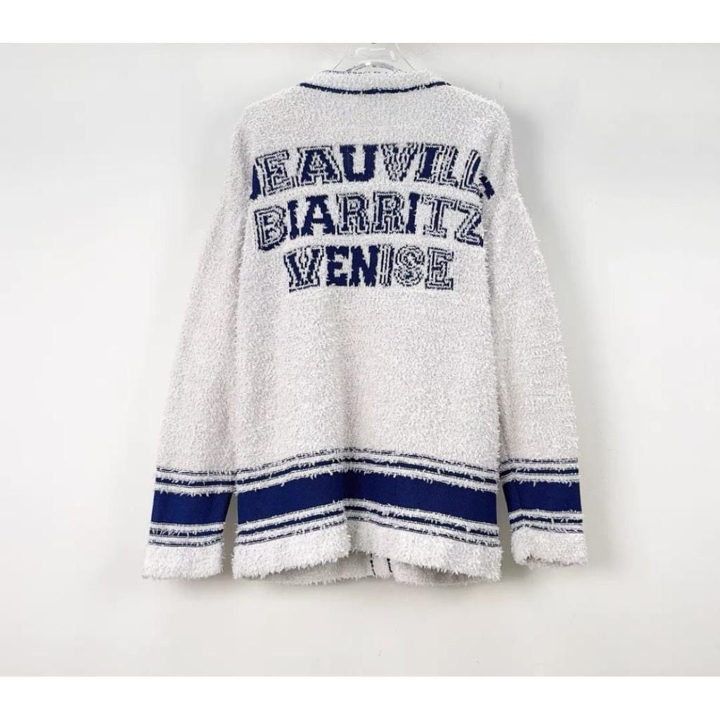 Chanel CHANEL VARSITY BOUCLE CARDIGAN SWEATER Grailed