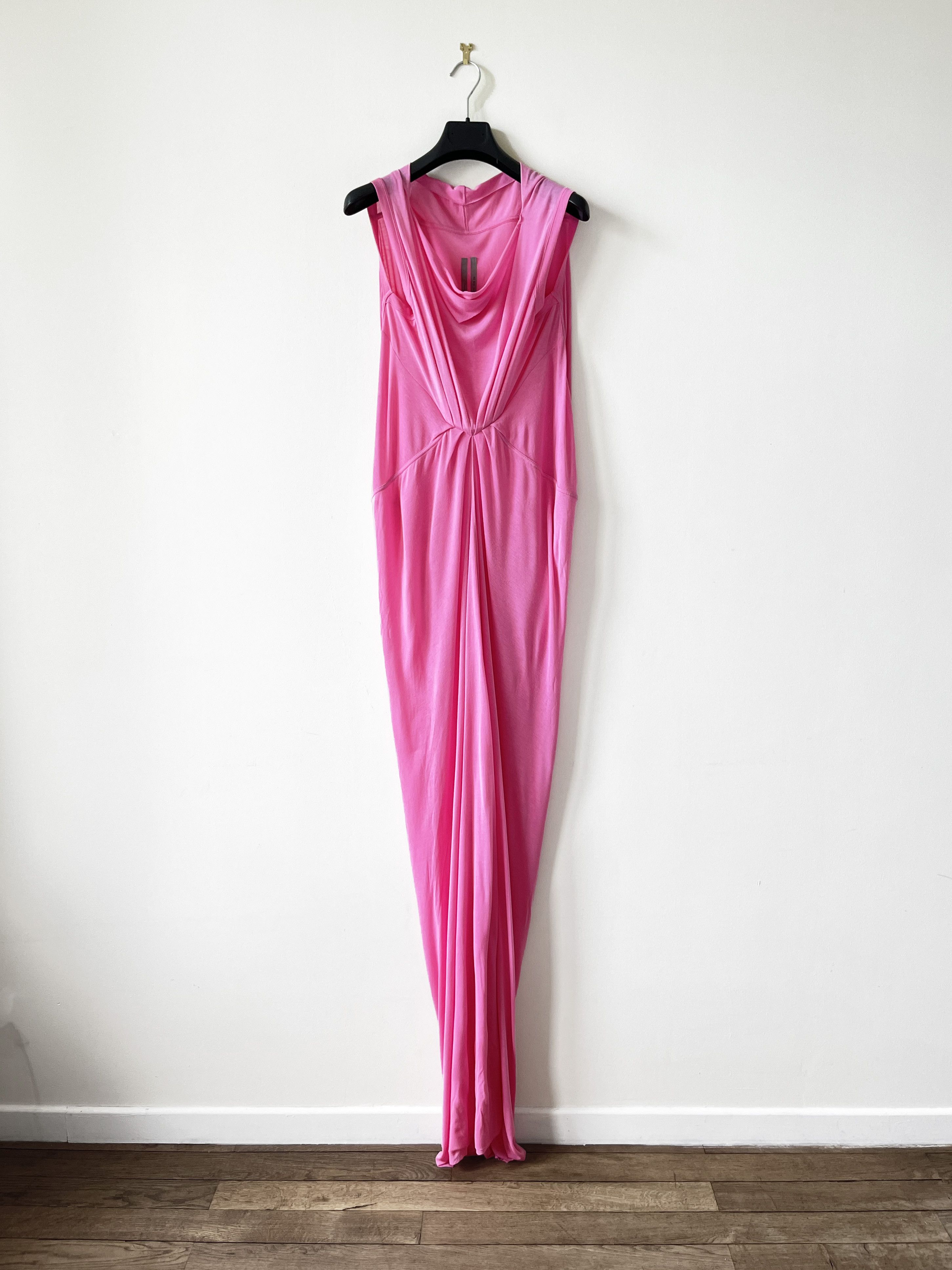 image of Rick Owens Pink Jersey Draped Dress, Women's (Size Medium)