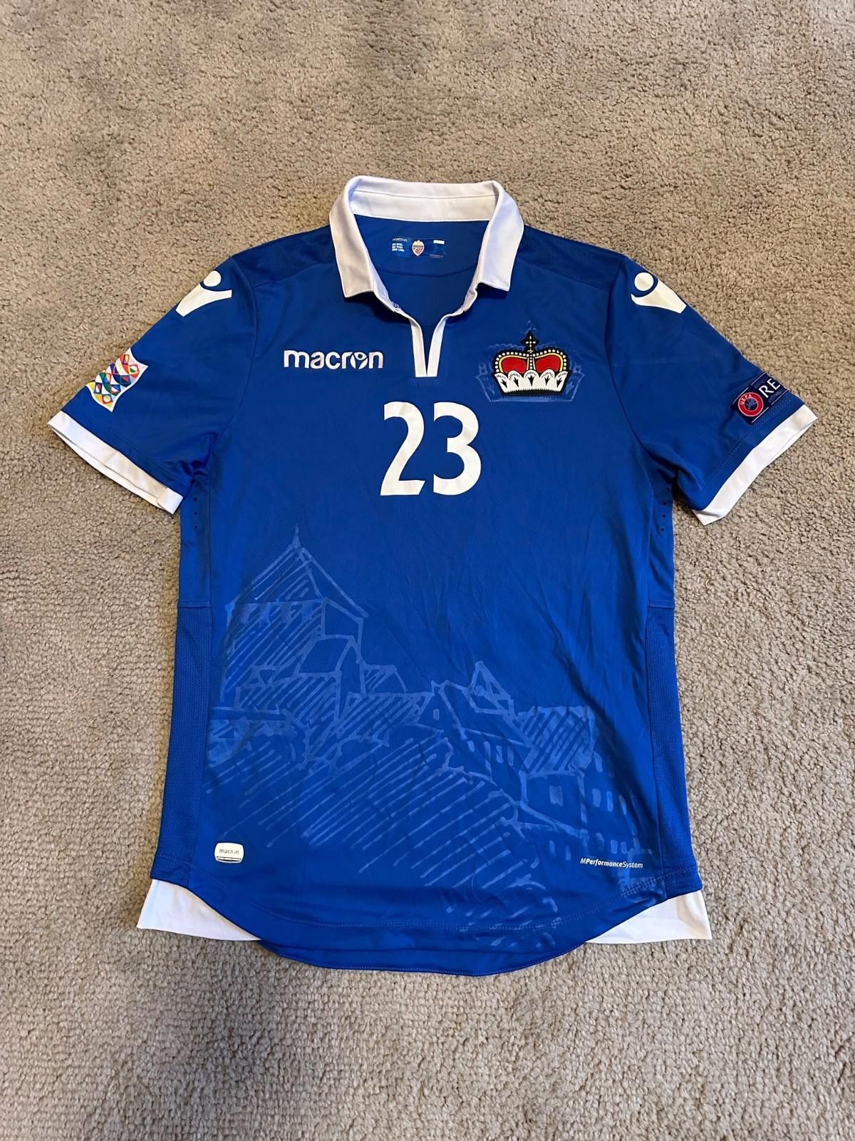 Macron LICHTENSTEIN 2018 2019 SHIRT JERSEY L MATCH WORN #23 HOFER Size US L / EU 52-54 / 3 - 1 Thumbnail