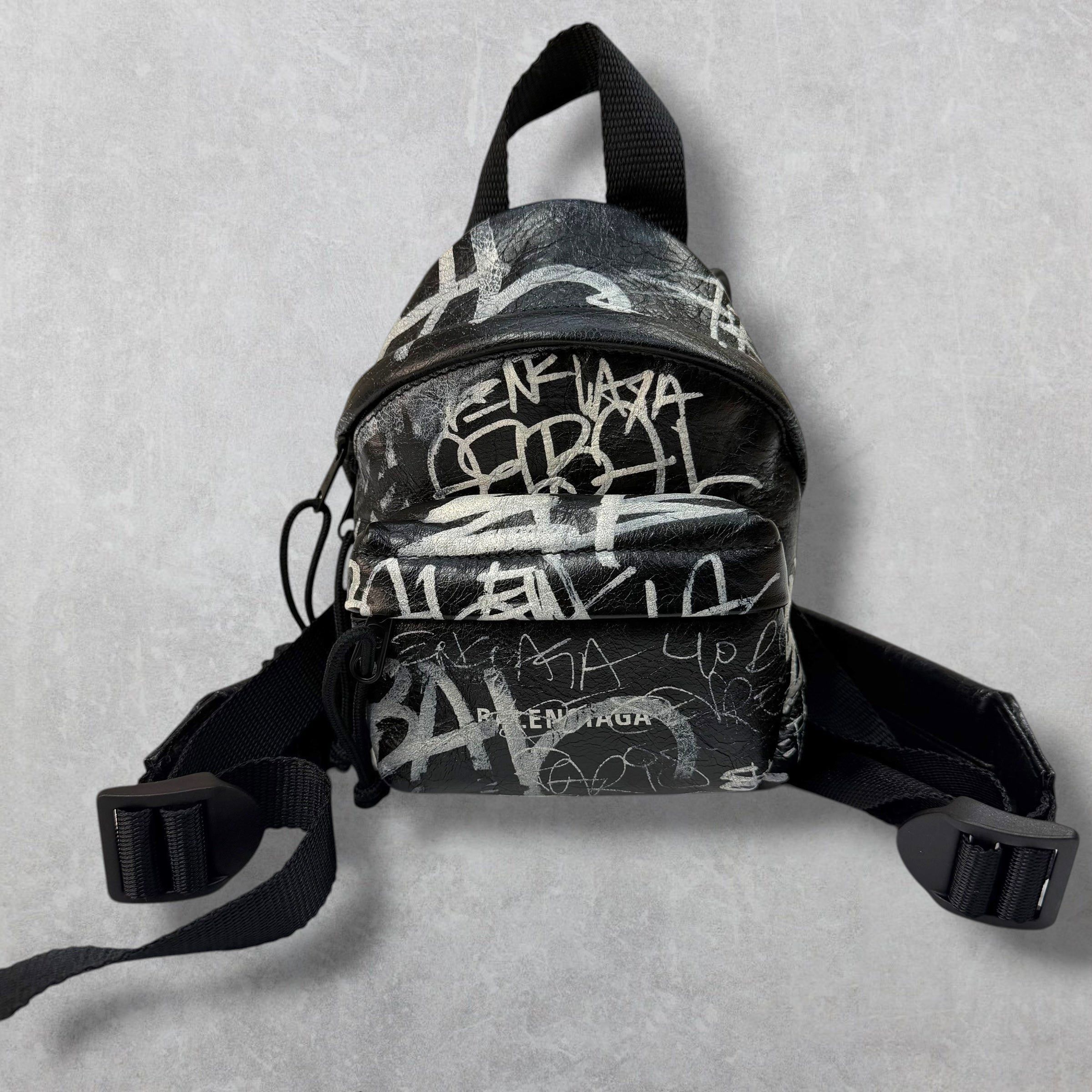 balenciaga mini backpack crossbody bag Balenciaga Balenciaga Agneau Arena Graffiti Crossbody Mini Backpack
