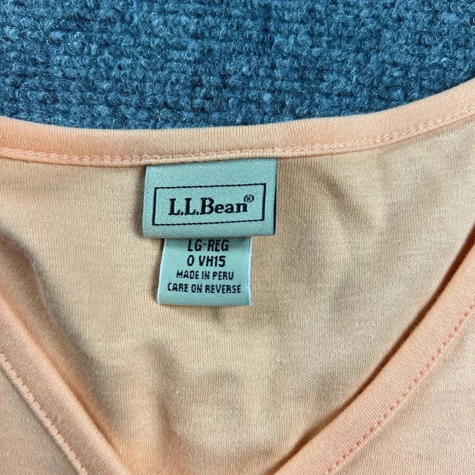 L.L. Bean LL Bean Shirt Womens Large Regular Orange Top V-Neck Supima Size L / US 10 / IT 46 - 4 Thumbnail