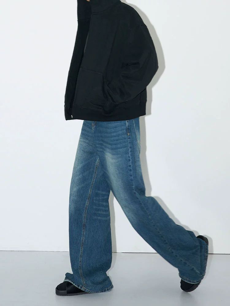 Jean Vintage baggy men's loose washed distressed wide-leg jeans Size US 32 / EU 48 - 5 Thumbnail