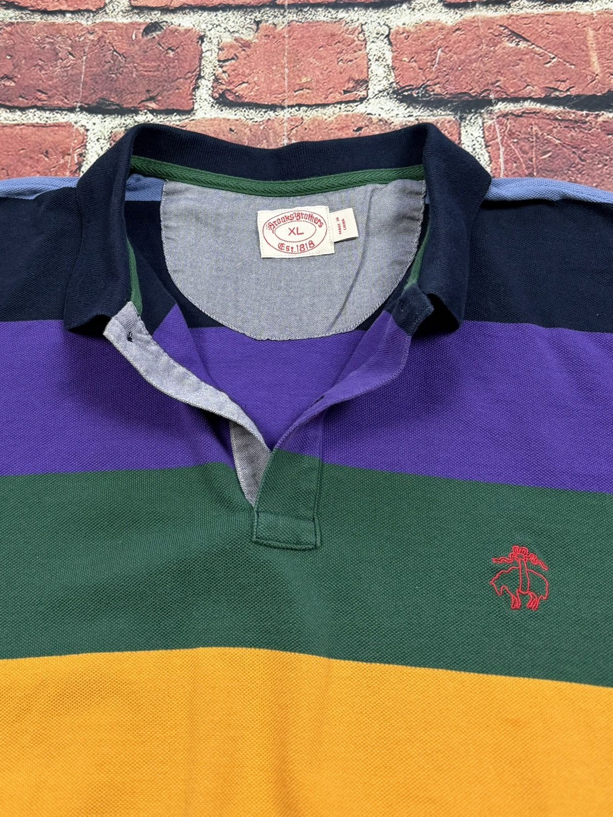 Brooks Brothers Brooks Brothers Long Sleeve Polo Striped Color-Block Rugby Size US XL / EU 56 / 4 - 10 Thumbnail