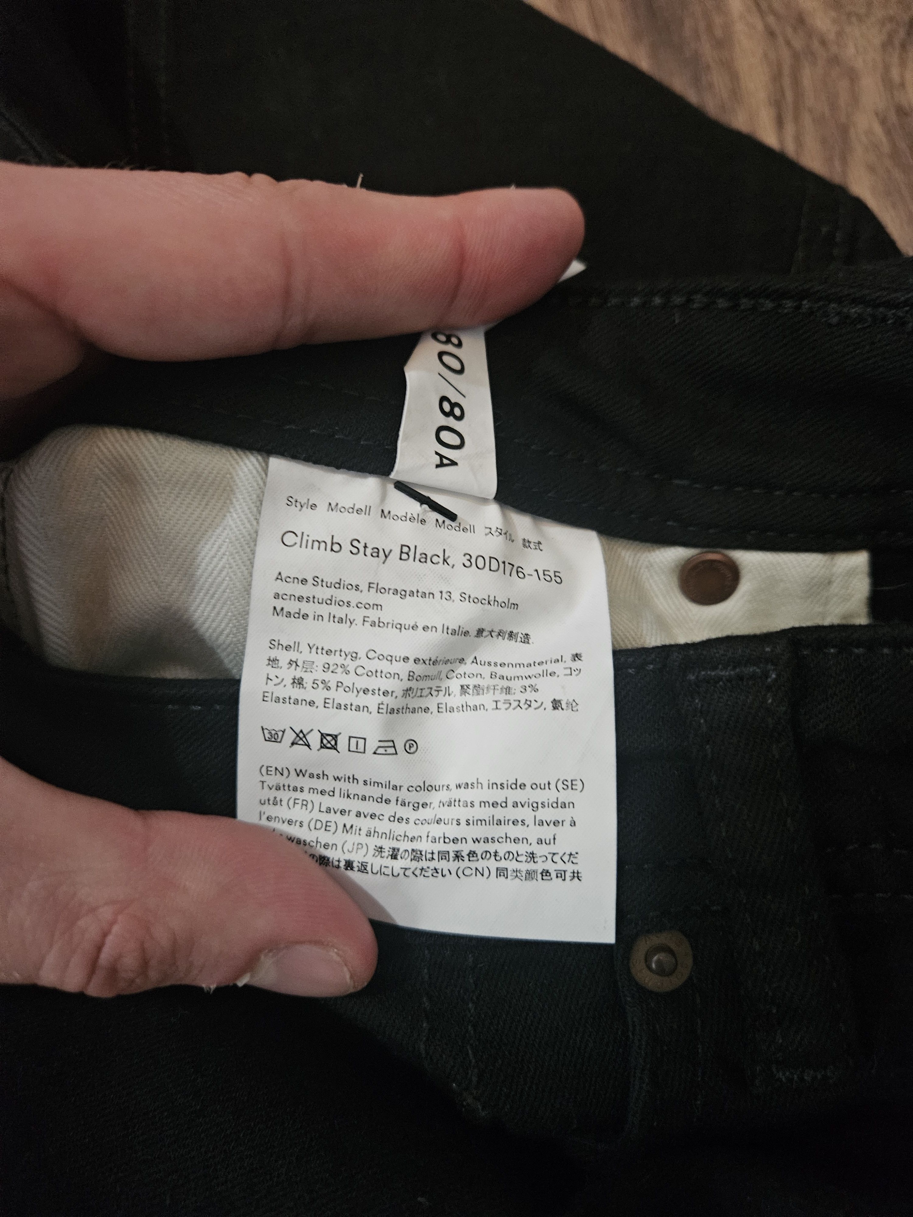 Acne Studios Blå Konst Back Patch Climb Stay Black Denim Jeans Size US 30 / EU 46 - 11 Thumbnail