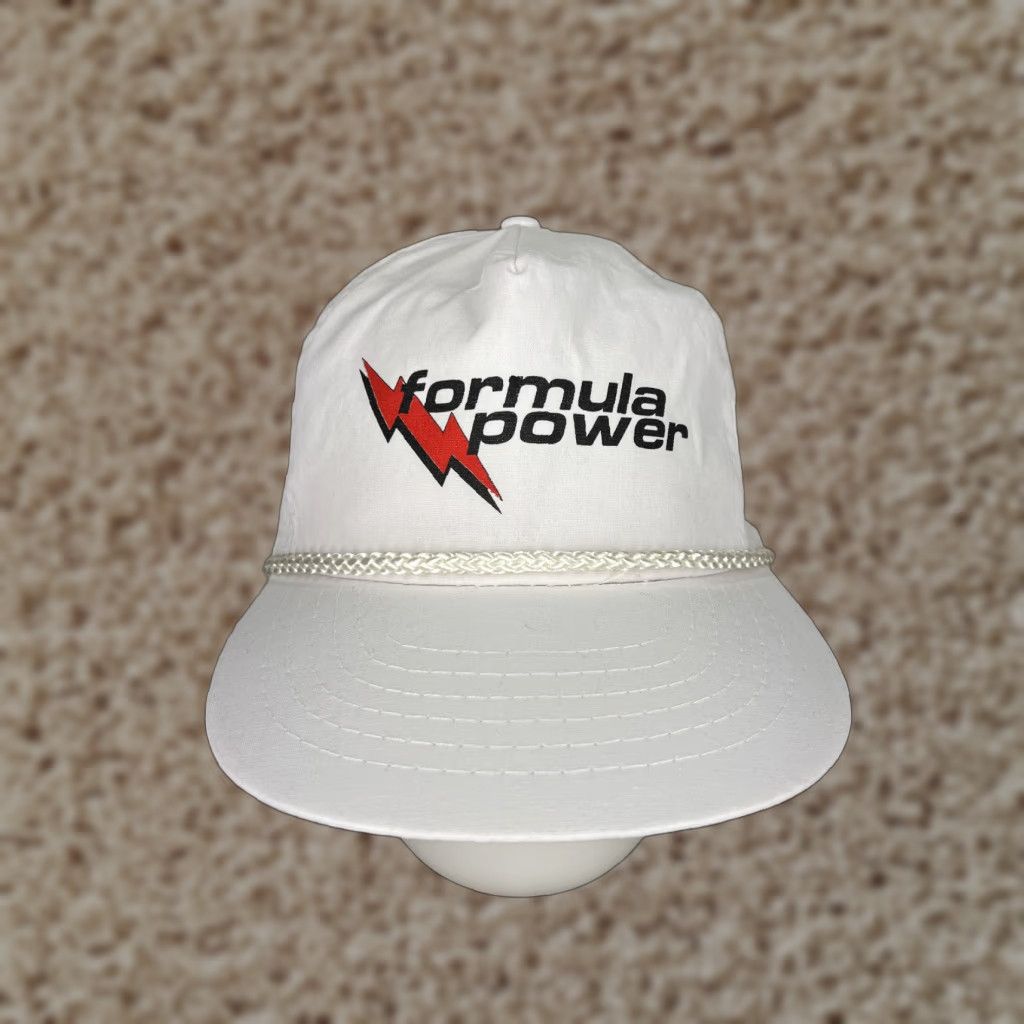 Vintage Formula Power Hat Cap Strap Back Adult One Size White Nylon 90s Look KC Collections Baseball Cap Men's Adjustable Lightweight Hair-Screw Rope Fashion Size ONE SIZE - 1 Thumbnail