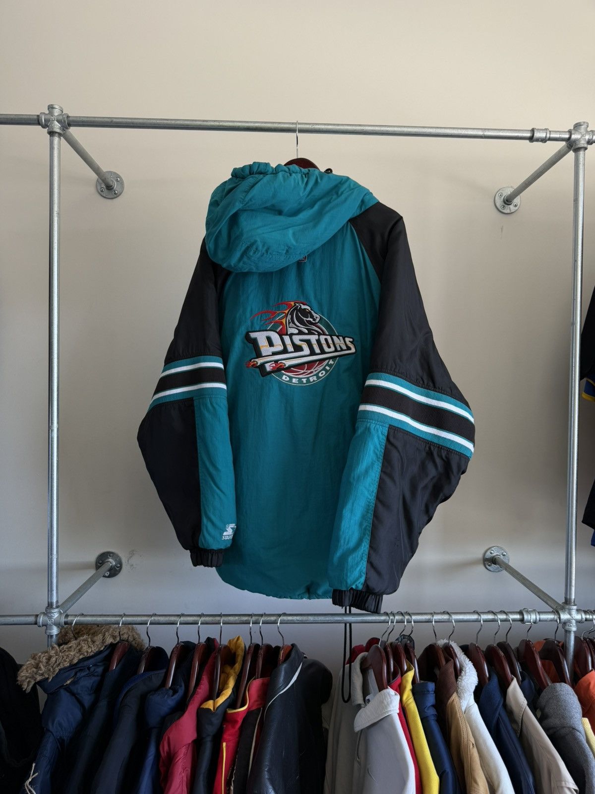 Starter Vintage Detroit Pistons Starter Anorak Jacket Size US L / EU 52-54 / 3 - 3 Thumbnail