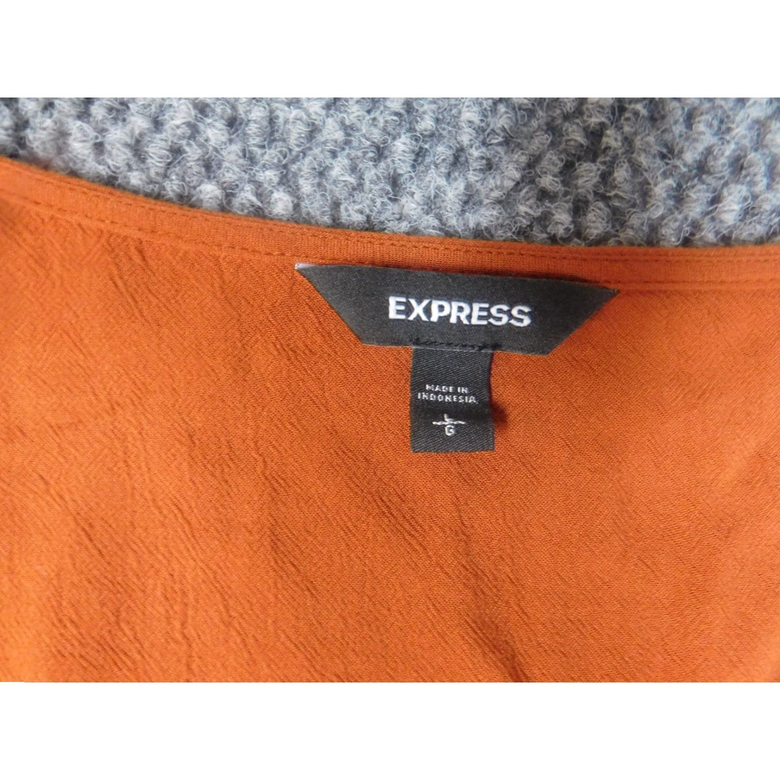 Express Express Blouse Womens Large Orange V-Neck Pullover Top Casual Polyester Classic Size L / US 10 / IT 46 - 4 Thumbnail