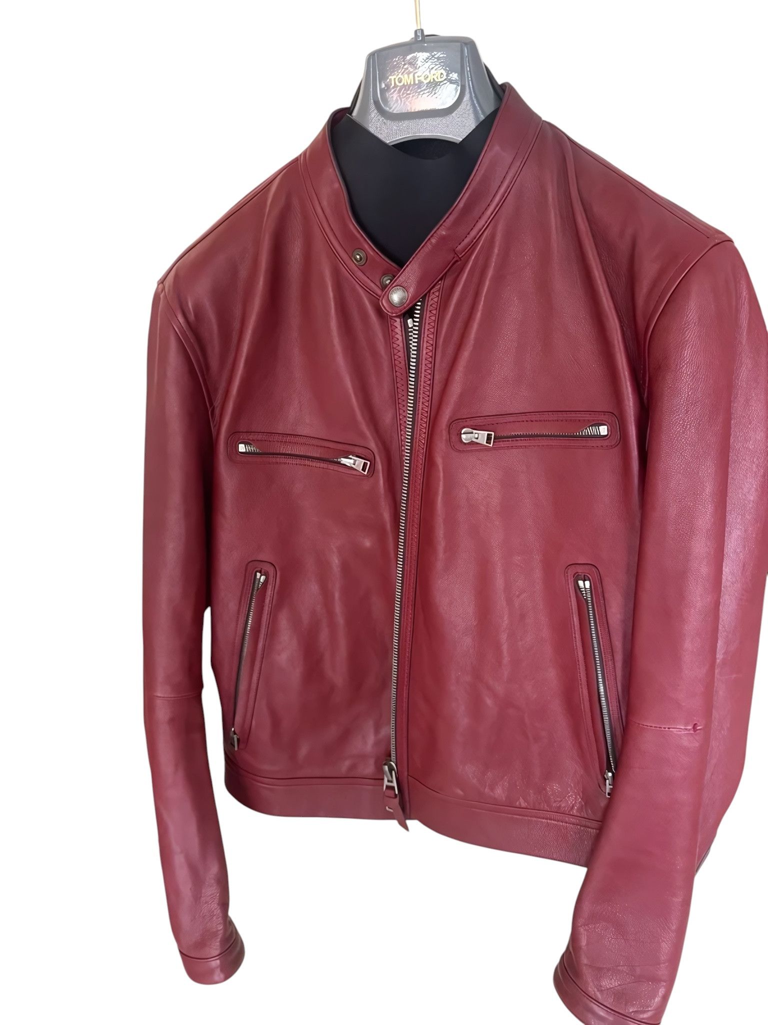 Tom Ford CALFSKIN LEATHER BIKER JACKET Size US L / EU 52-54 / 3 - 3 Thumbnail