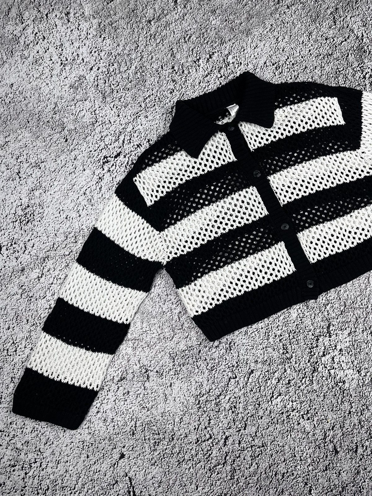 Vintage Vintage Y2K striped mesh cardigan rock japanese size s Size S / US 4 / IT 40 - 4 Thumbnail
