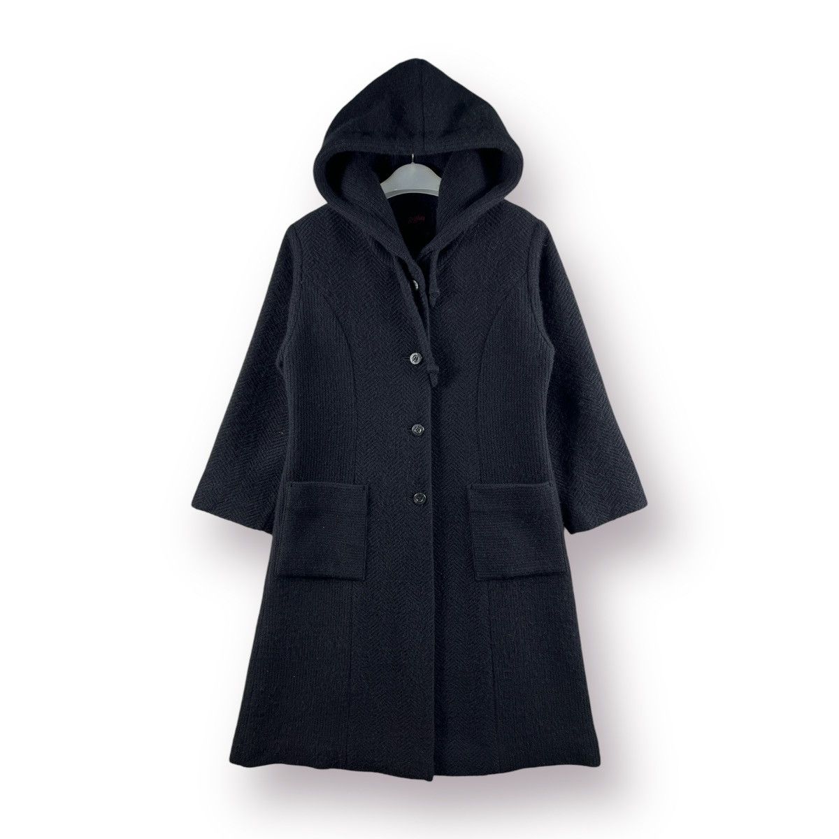 Other 🔥 black Wool Knit Giglio hoodie Long Coat Size S / US 4 / IT 40 - 1 Thumbnail