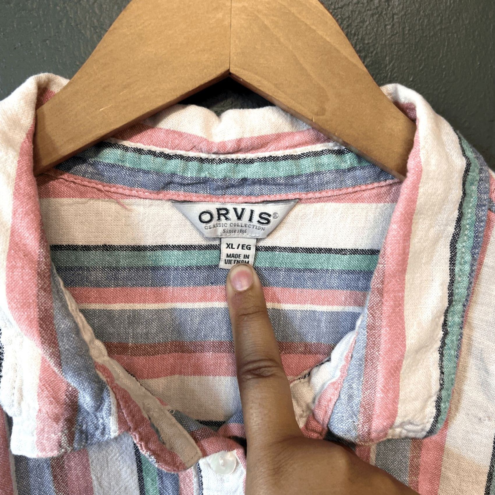Orvis VINTAGE Orvis Womens Linen Blend Button Down Shirt Striped Short Sleeve Relaxed Fit XL Size XL / US 12-14 / IT 48-50 - 3 Thumbnail