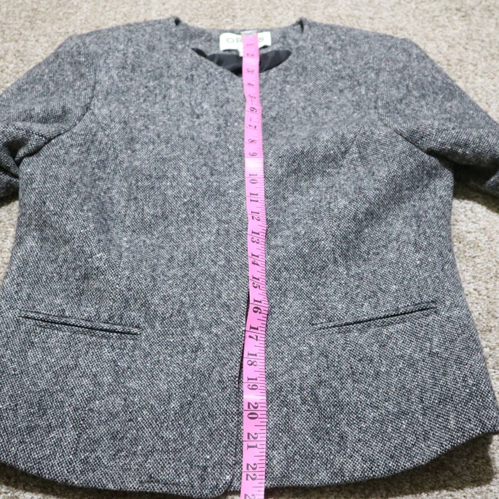 Orvis VINTAGE ORVIS 100% Wool Open Front Blazer Black/White Tweed Women’s Sz 12p Shirt Size XL / US 12-14 / IT 48-50 - 6 Thumbnail
