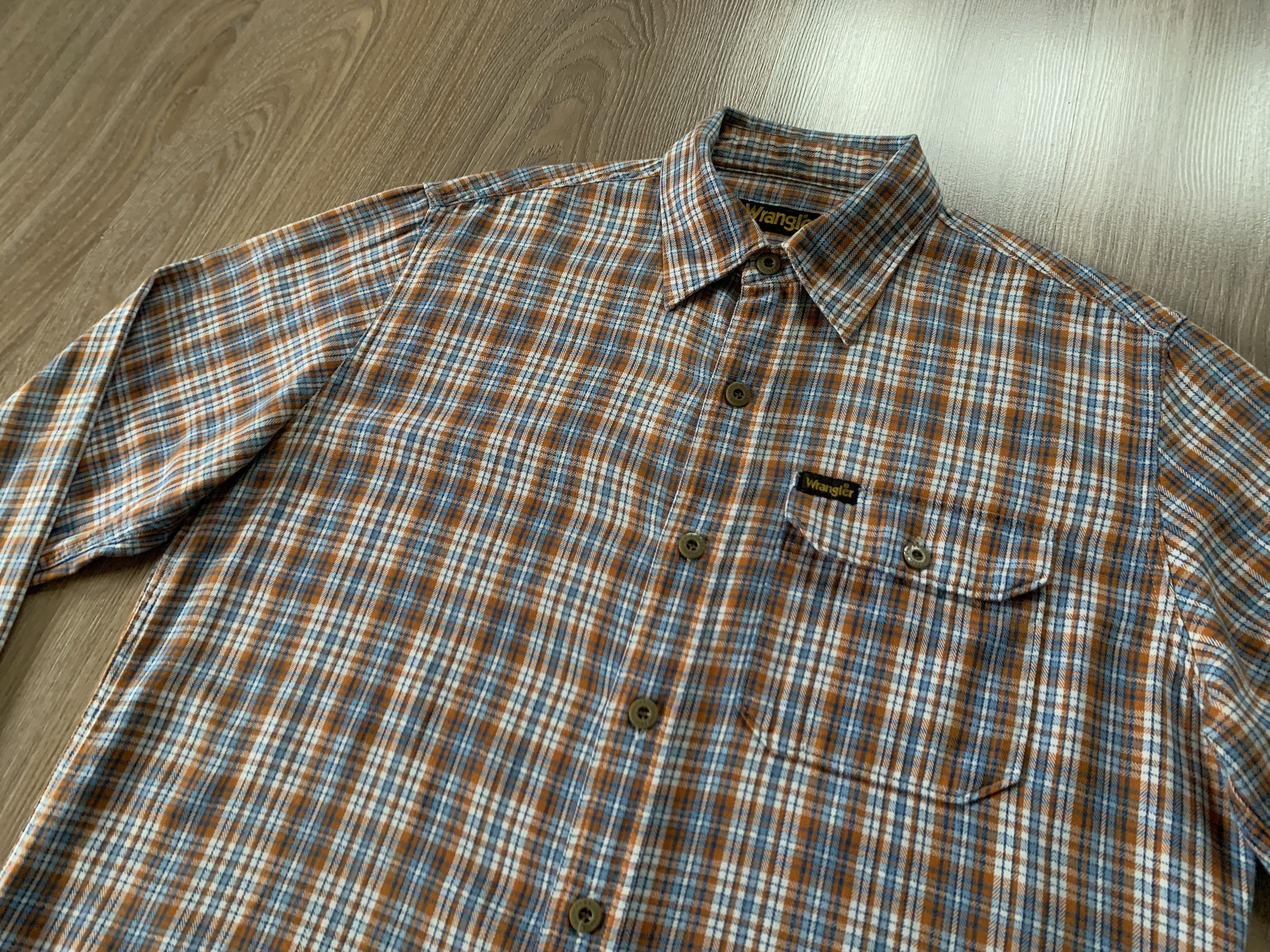 Vintage × Wrangler Wrangler Plaid Cotton Short Sleeve Shirt Size US S / EU 44-46 / 1 - 4 Thumbnail