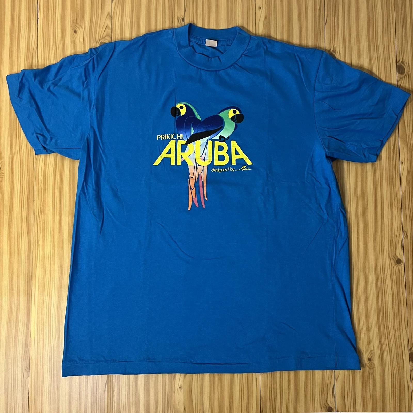 VTG 80s Prikichi Aruba Tropical Parrot Tee Size L/XL